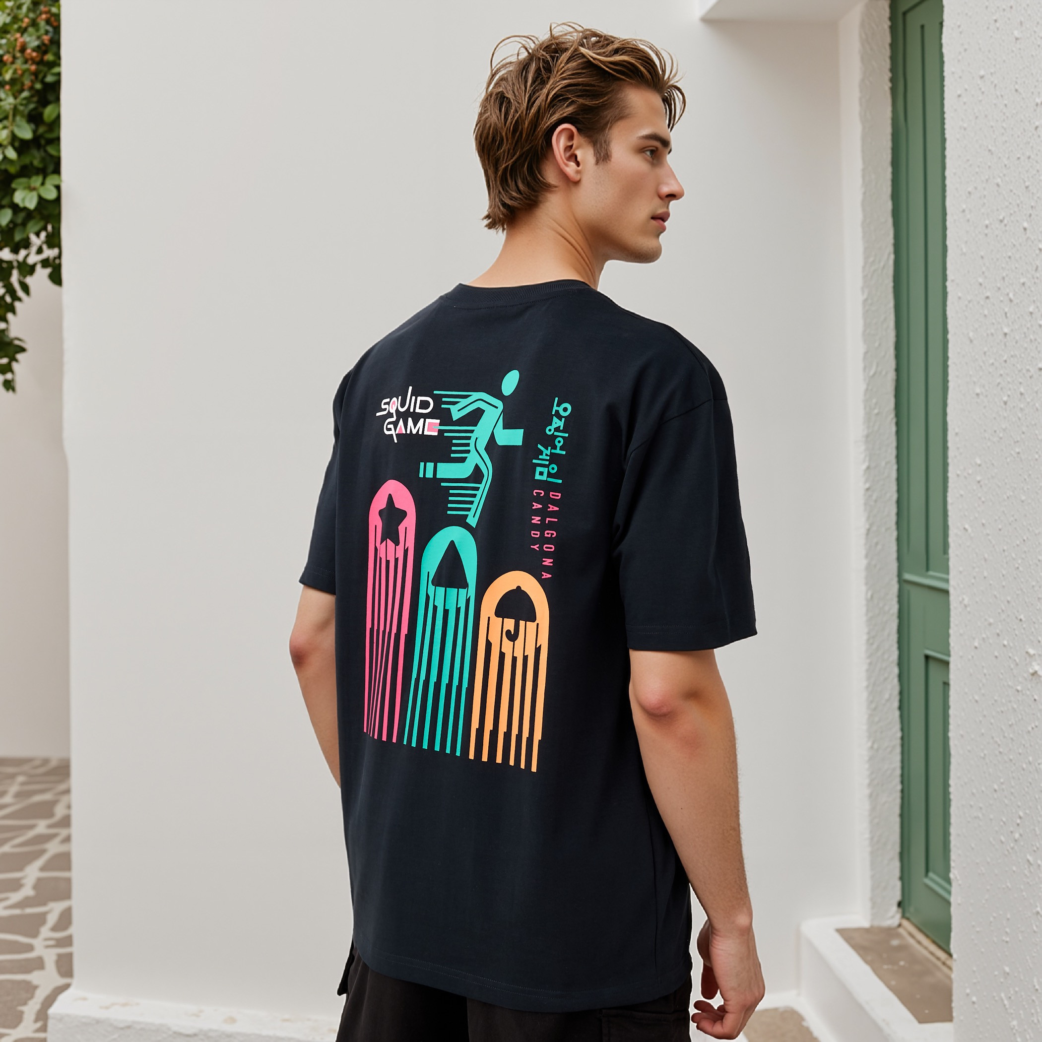 Squid Game Print T-shirt with Crew Neck and Short Sleeves-men-clothing-tshirtsandpolos-tshirts-image-3