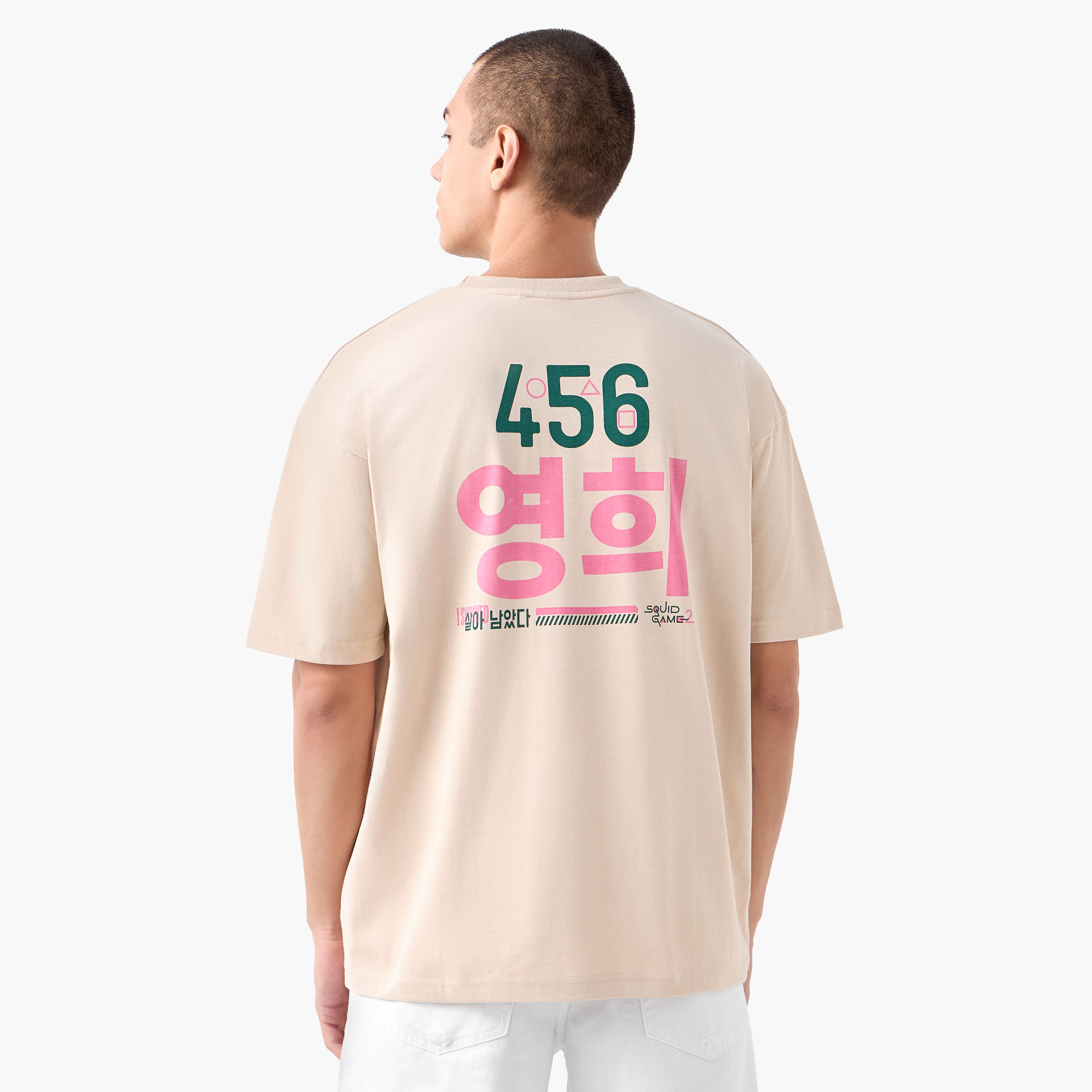 Squid Game Print T-shirt with Crew Neck and Short Sleeves-men-clothing-tshirtsandpolos-tshirts-image-1
