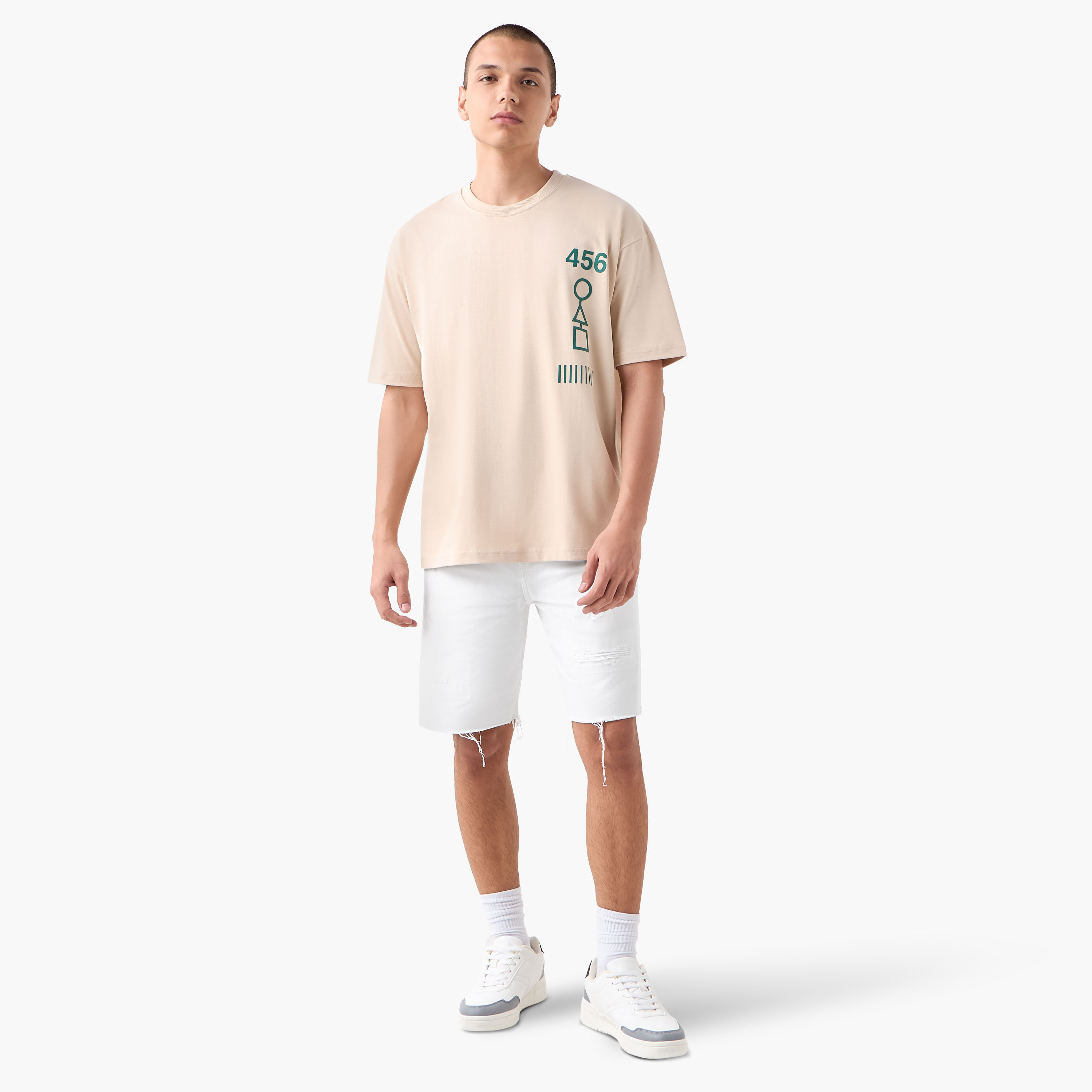 Squid Game Print T-shirt with Crew Neck and Short Sleeves-men-clothing-tshirtsandpolos-tshirts-image-2