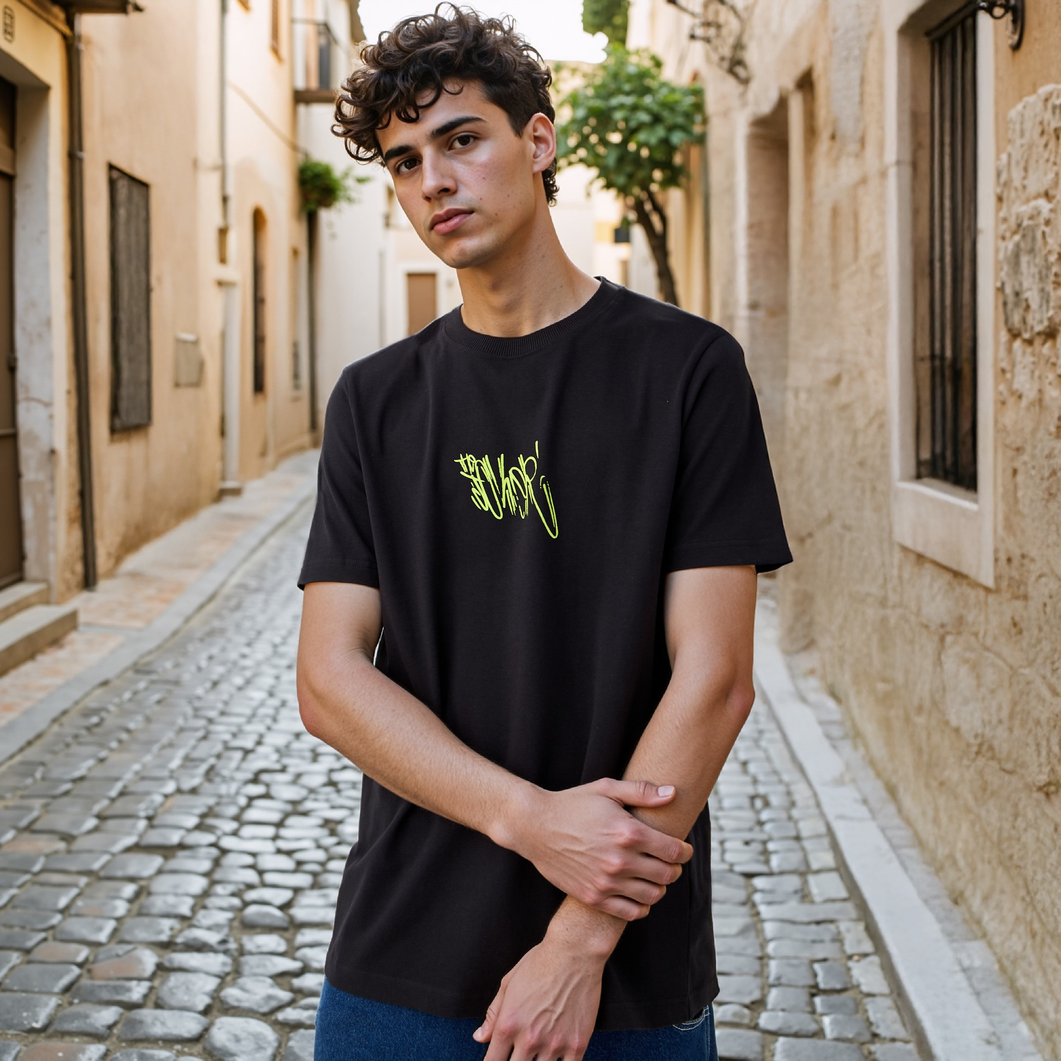 Joker Print T-shirt with Crew Neck and Short Sleeves-men-clothing-tshirtsandpolos-tshirts-image-1