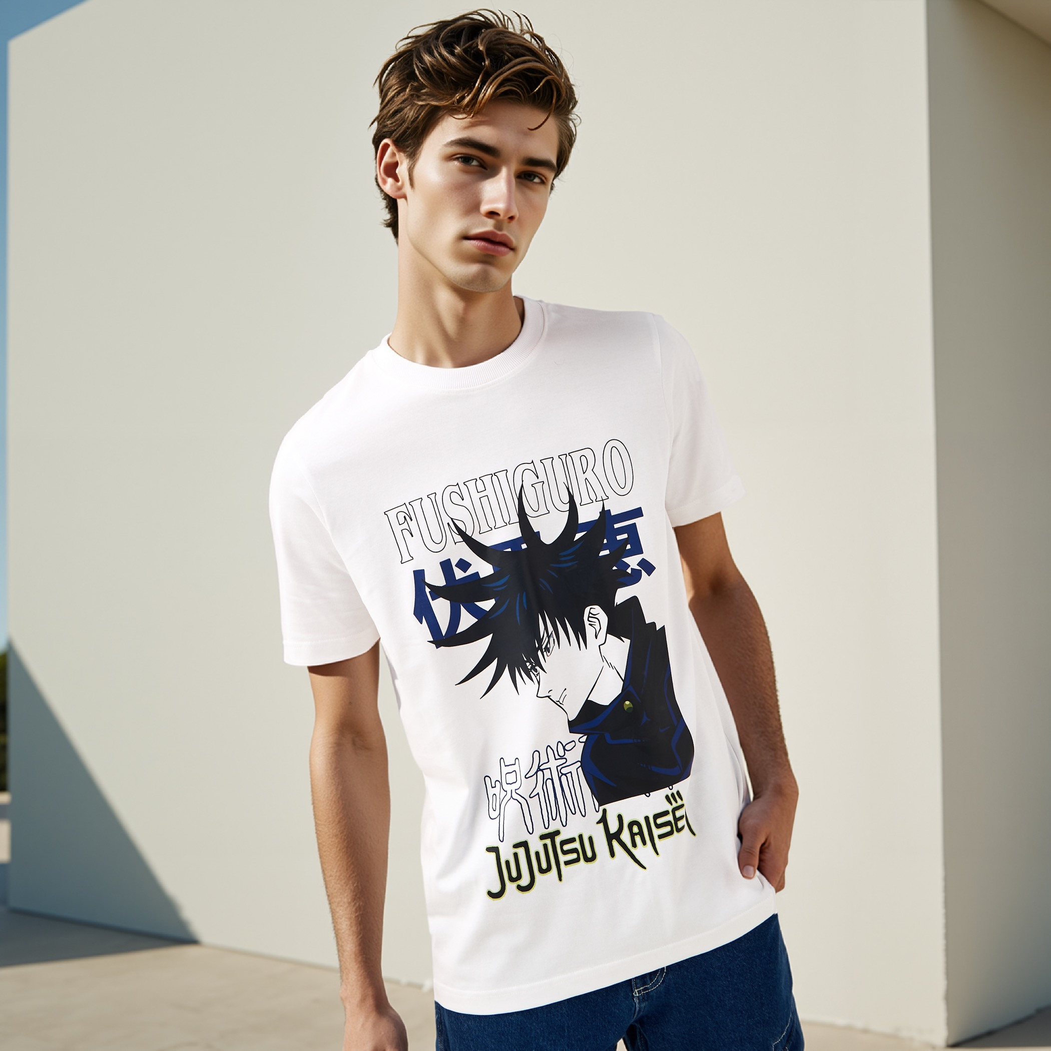 Fushiguro Print Crew Neck T-shirt-men-clothing-tshirtsandpolos-tshirts-image-1