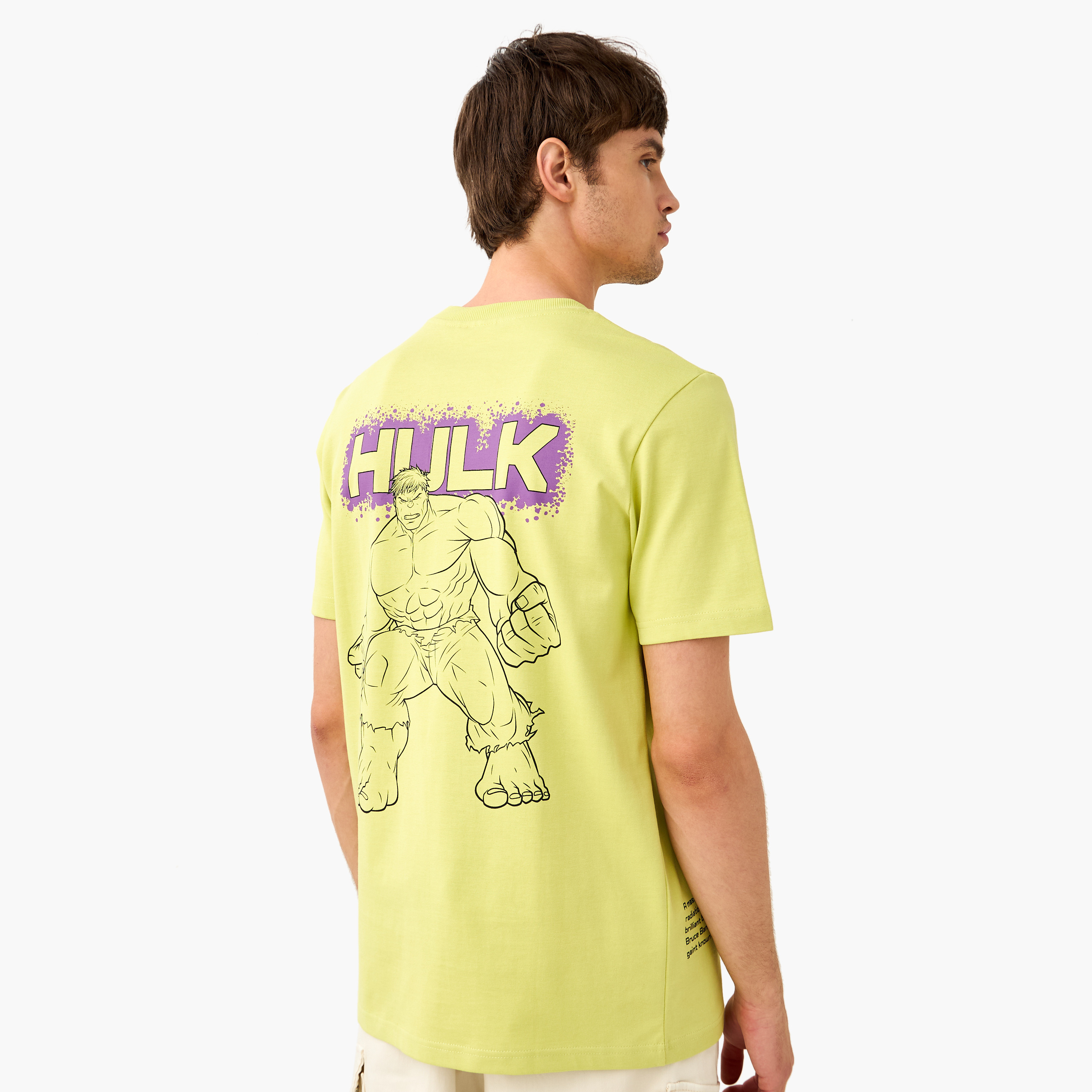 Hulk Print T-shirt with Crew Neck and Short Sleeves-men-clothing-tshirtsandpolos-tshirts-image-1