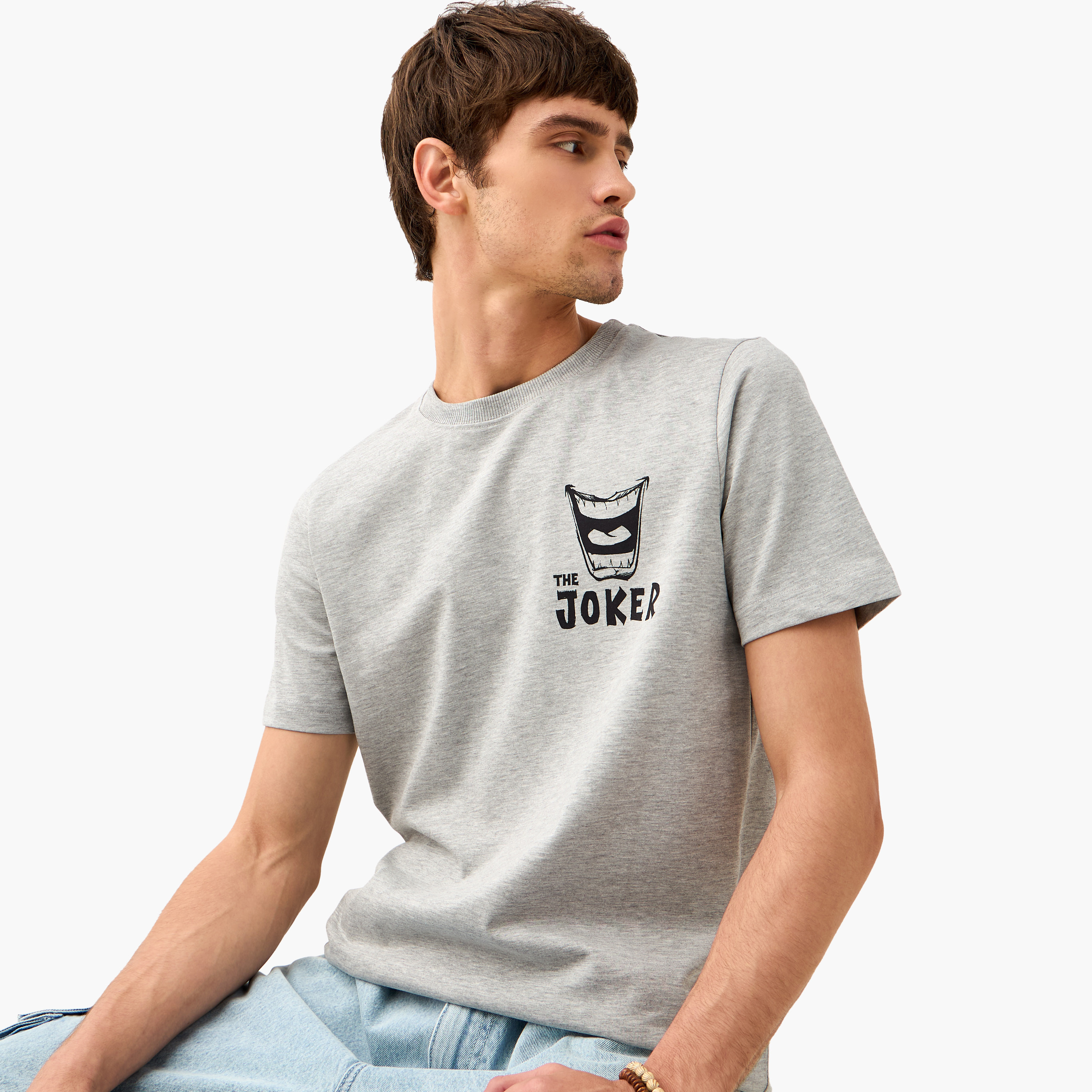 Shop The Joker Print Crew Neck T-shirt Online Centrepoint Oman