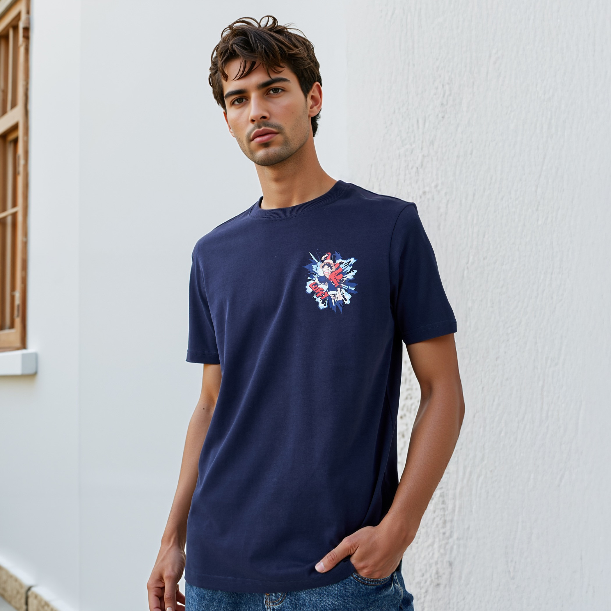 Luffy Print T-shirt-men-clothing-tshirtsandpolos-tshirts-image-3