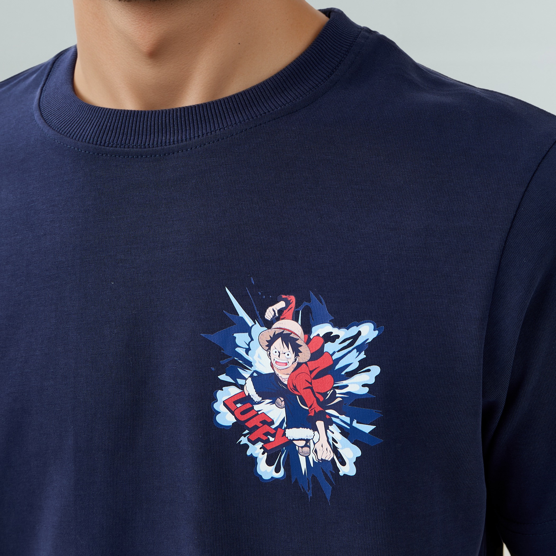 Luffy Print T-shirt-men-clothing-tshirtsandpolos-tshirts-image-4
