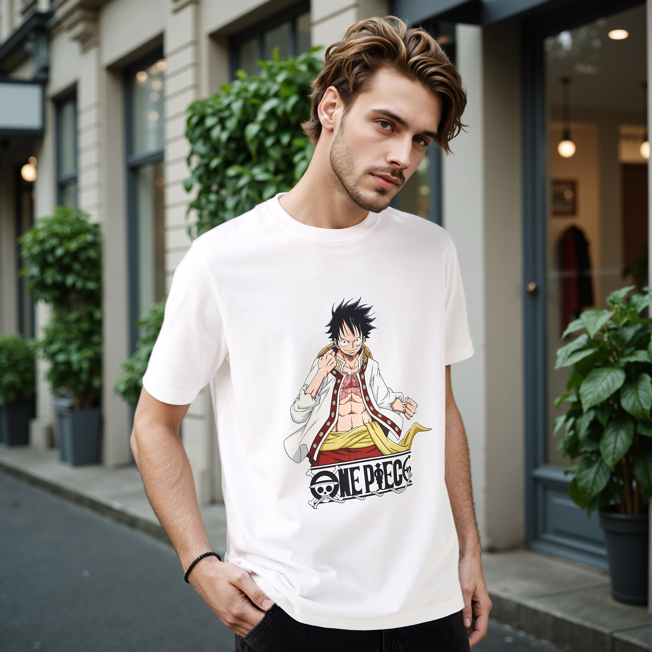 Luffy Print T-shirt-men-clothing-tshirtsandpolos-tshirts-image-1