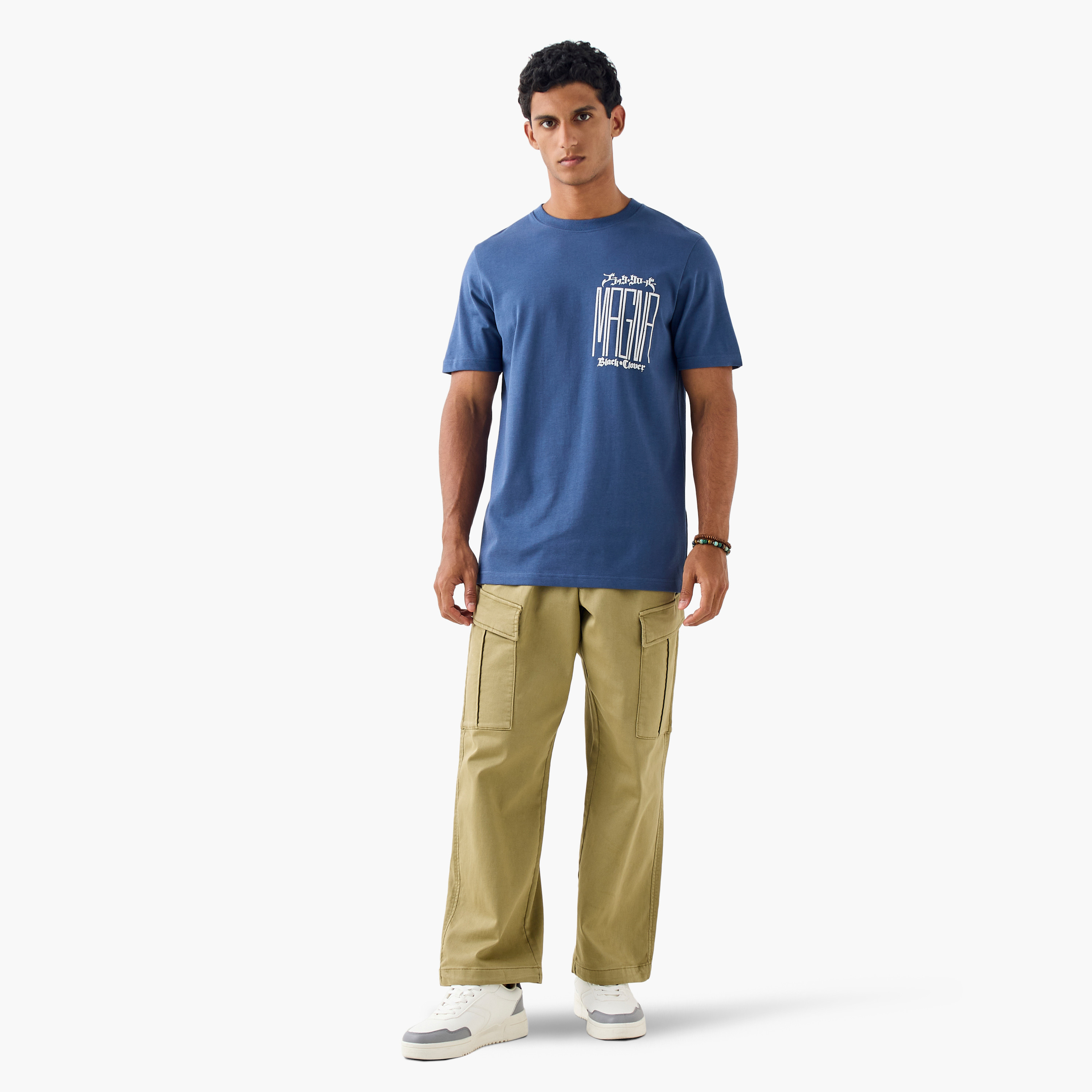 Black Clover Print T-shirt with Crew Neck and Short Sleeves-men-clothing-tshirtsandpolos-tshirts-image-2