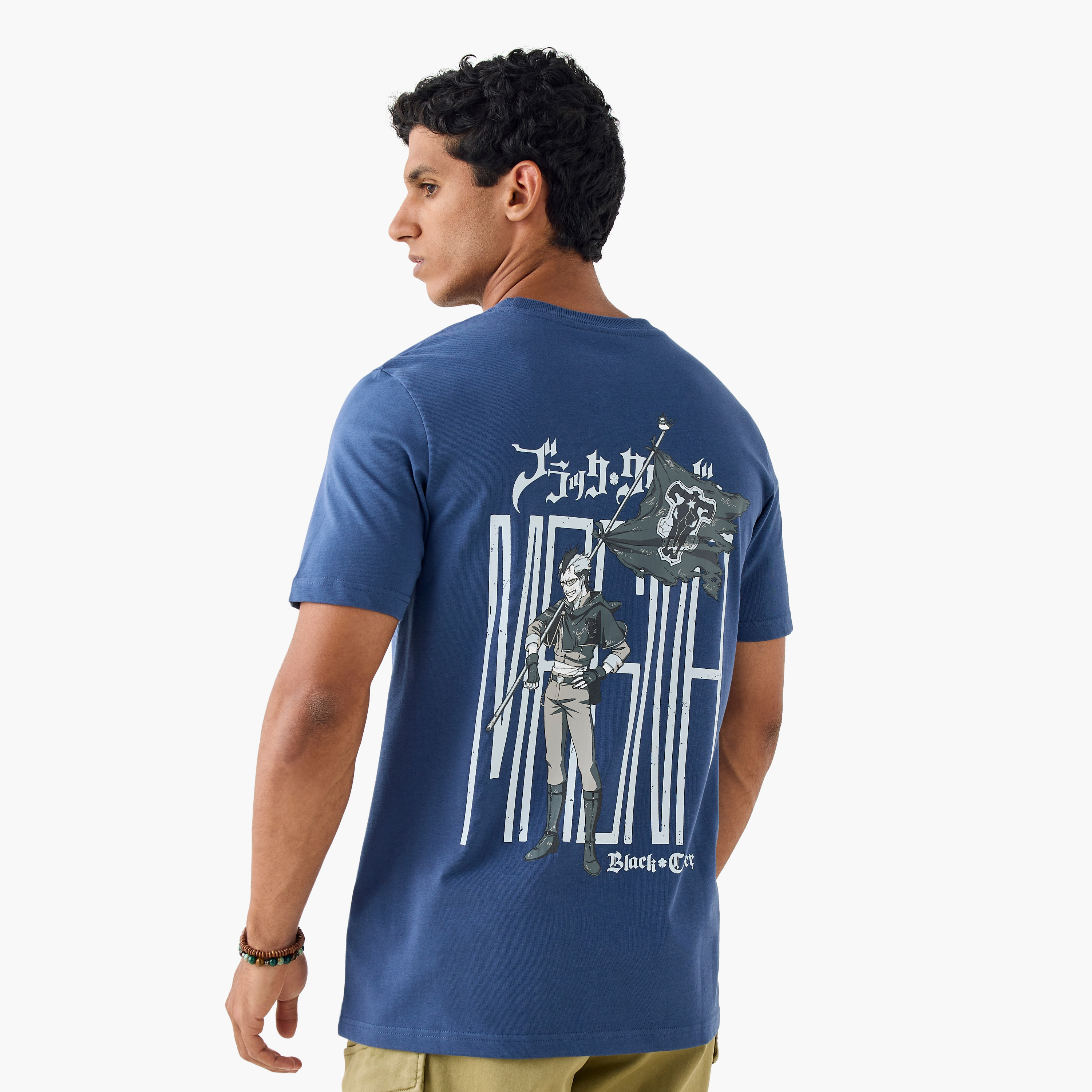Black Clover Print T-shirt with Crew Neck and Short Sleeves-men-clothing-tshirtsandpolos-tshirts-image-3