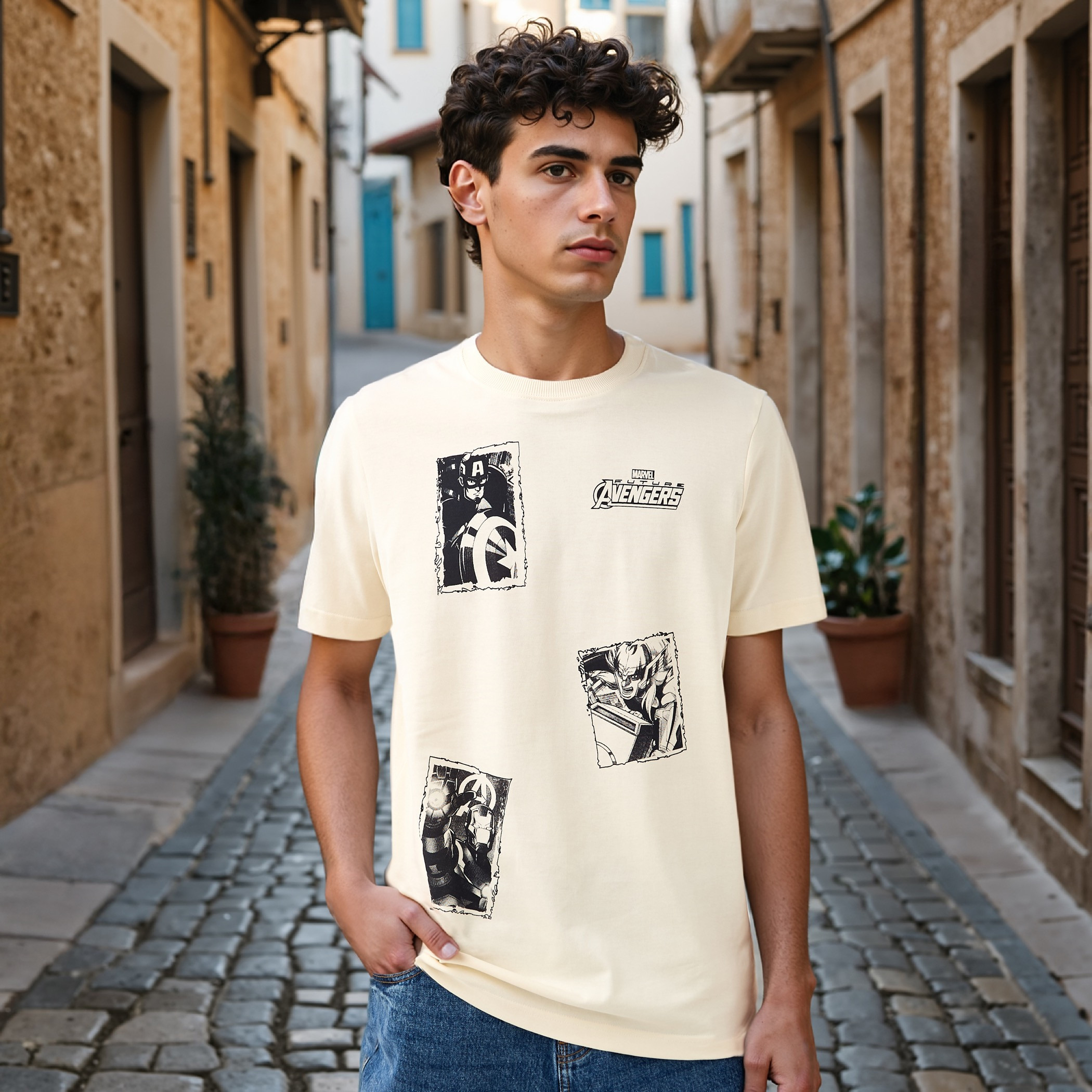 Avengers Print T-shirt with Crew Neck-men-clothing-tshirtsandpolos-tshirts-image-1