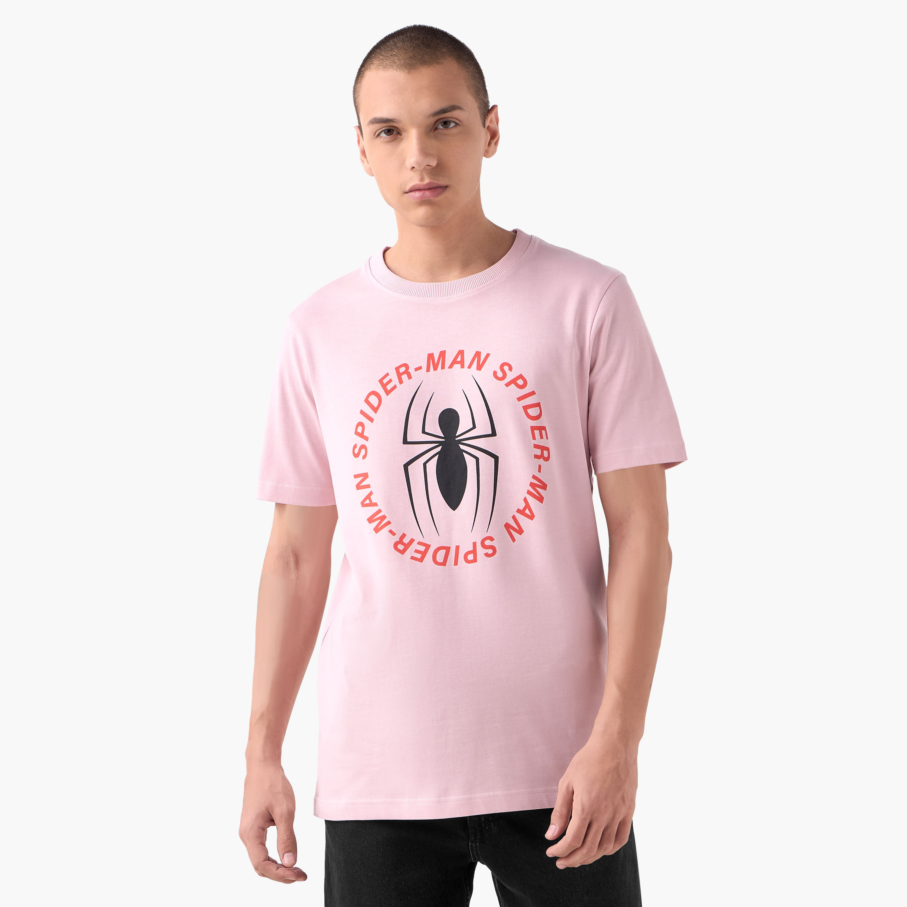 Spider-Man Print T-shirt with Crew Neck-men-clothing-tshirtsandpolos-tshirts-image-1
