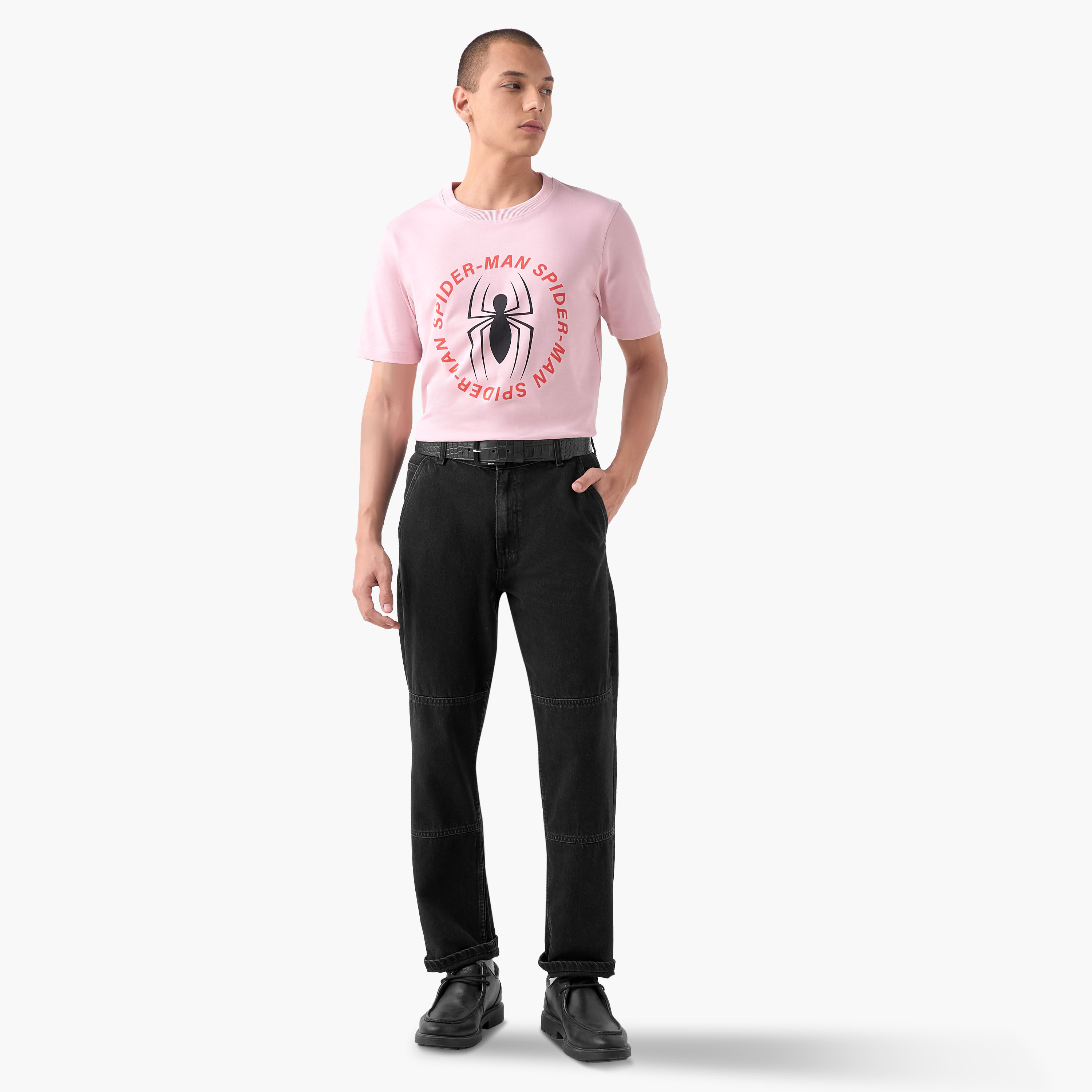 Spider-Man Print T-shirt with Crew Neck-men-clothing-tshirtsandpolos-tshirts-image-2