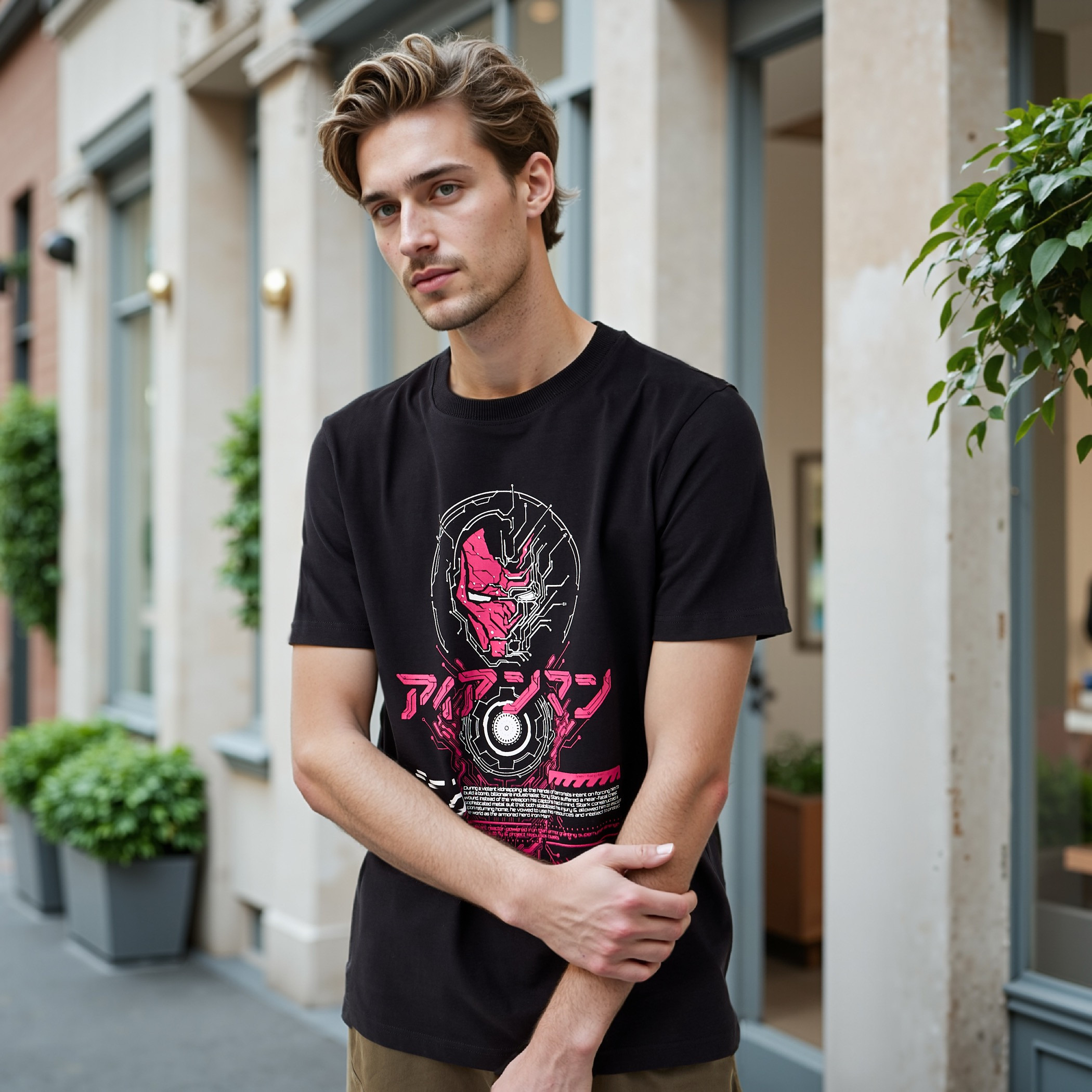 Iron Man Print T-shirt with Crew Neck-men-clothing-tshirtsandpolos-tshirts-image-1