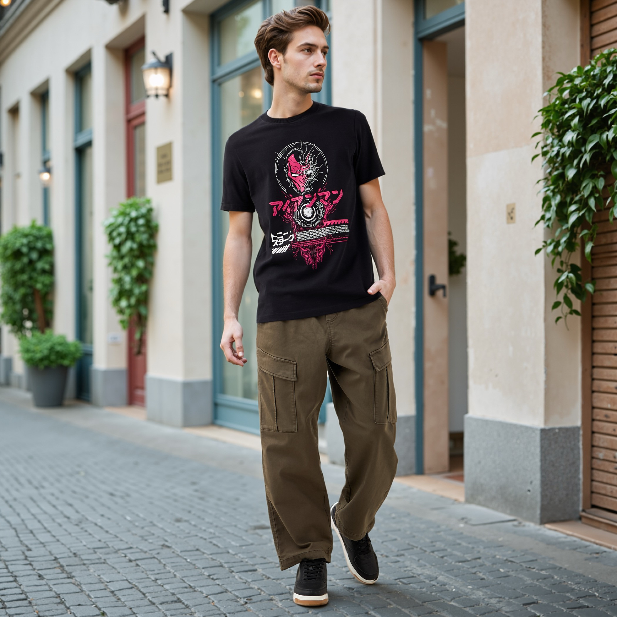 Iron Man Print T-shirt with Crew Neck-men-clothing-tshirtsandpolos-tshirts-image-2