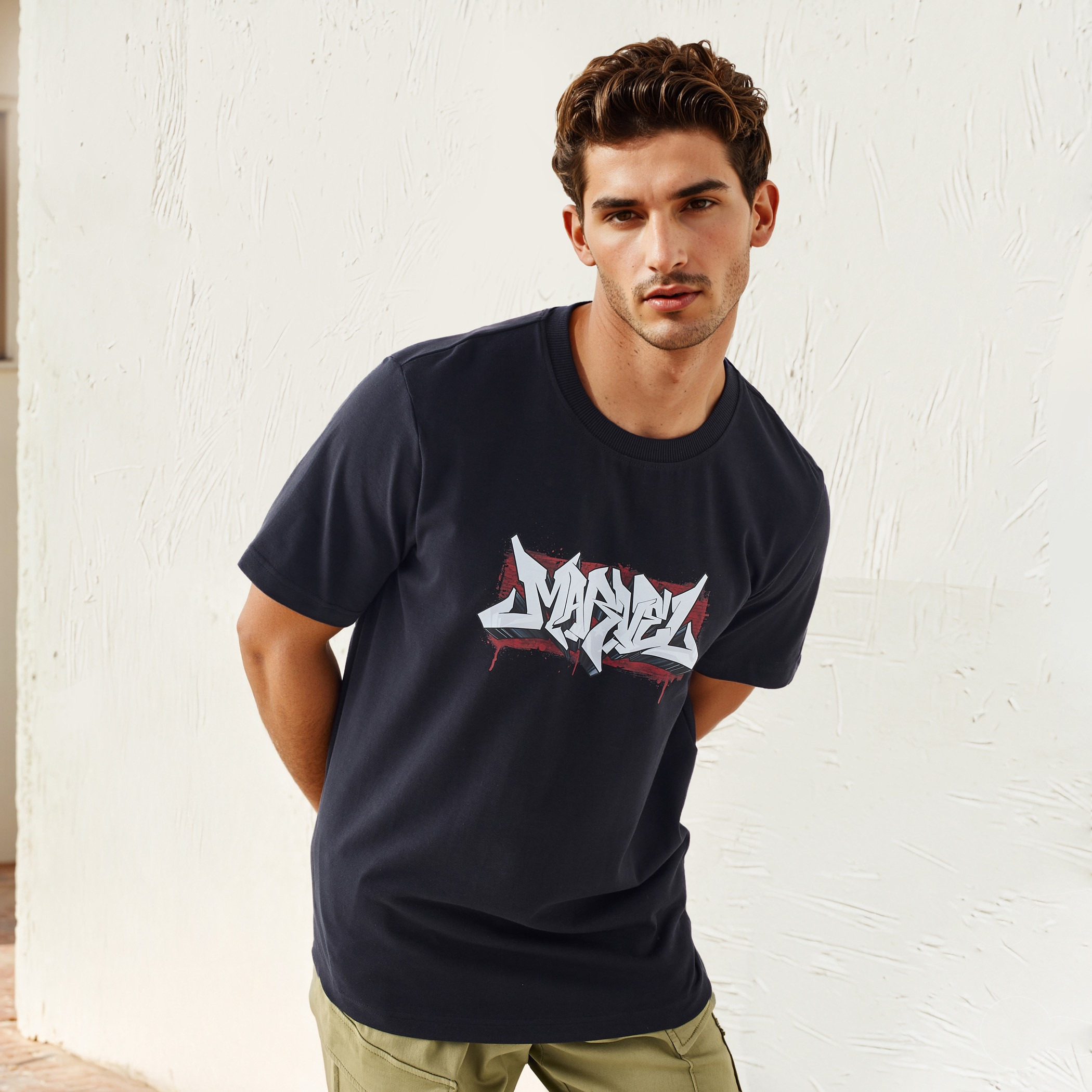 Marvel Print T-shirt with Crew Neck-men-clothing-tshirtsandpolos-tshirts-image-1