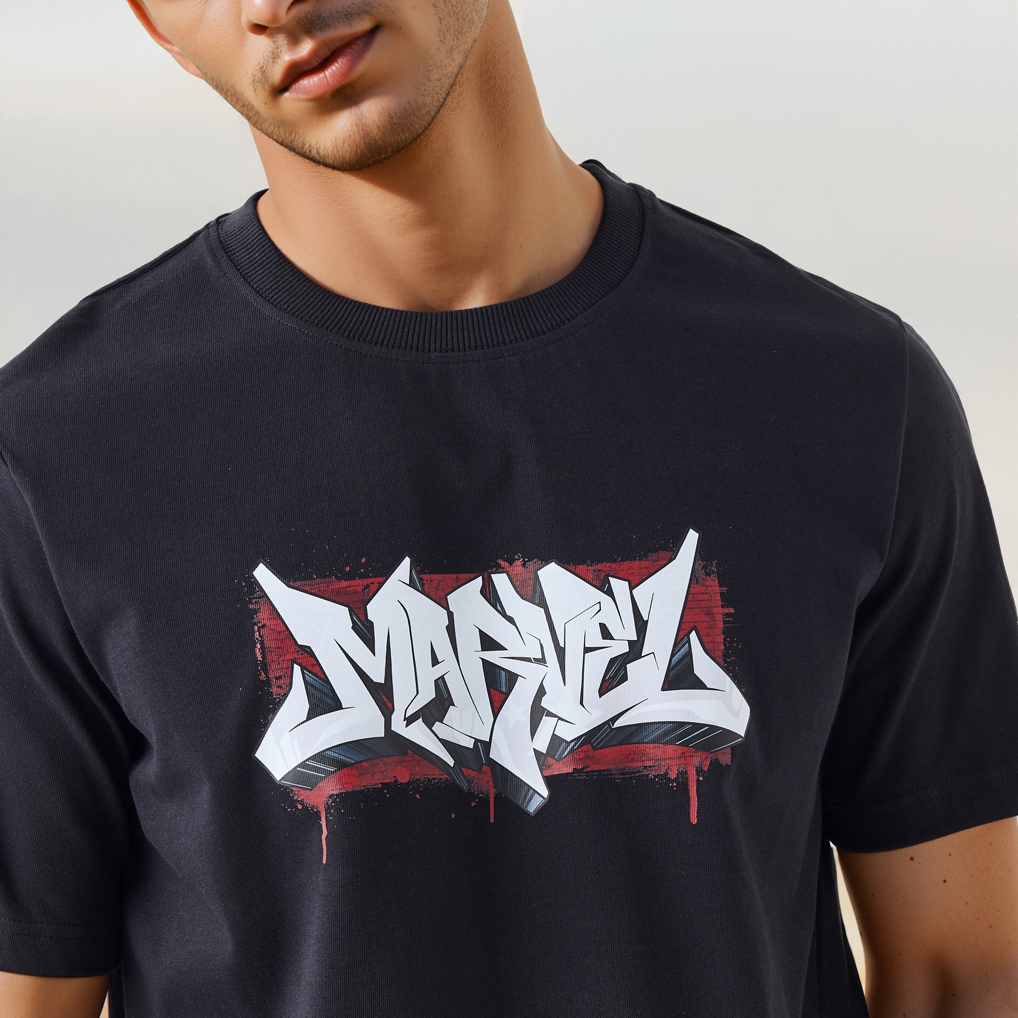 Marvel Print T-shirt with Crew Neck-men-clothing-tshirtsandpolos-tshirts-image-4