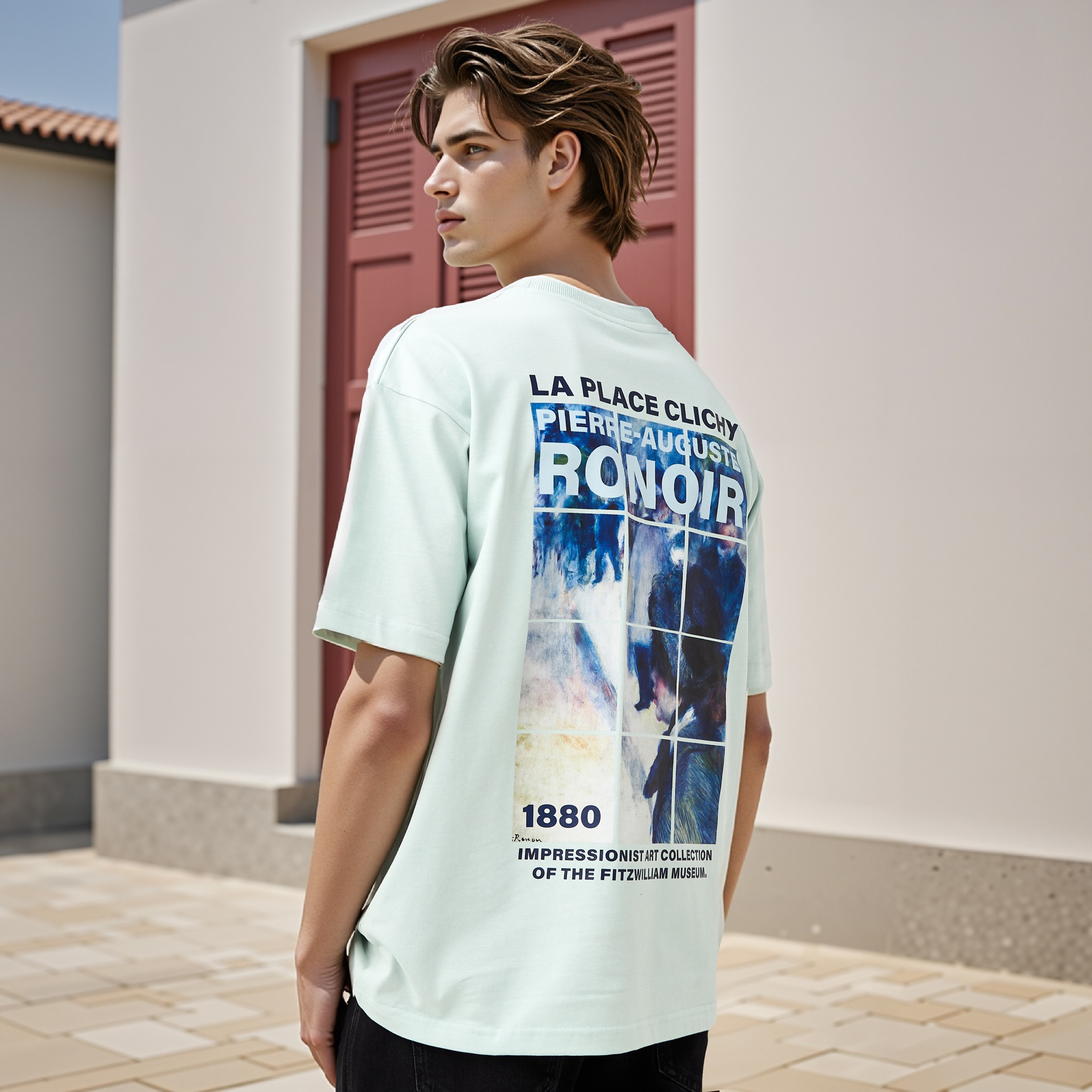 تيشيرت رجالي من جامعة كامبريدج برقبة دائرية وأكمام قصيرة-men-clothing-tshirtsandpolos-tshirts-image-1