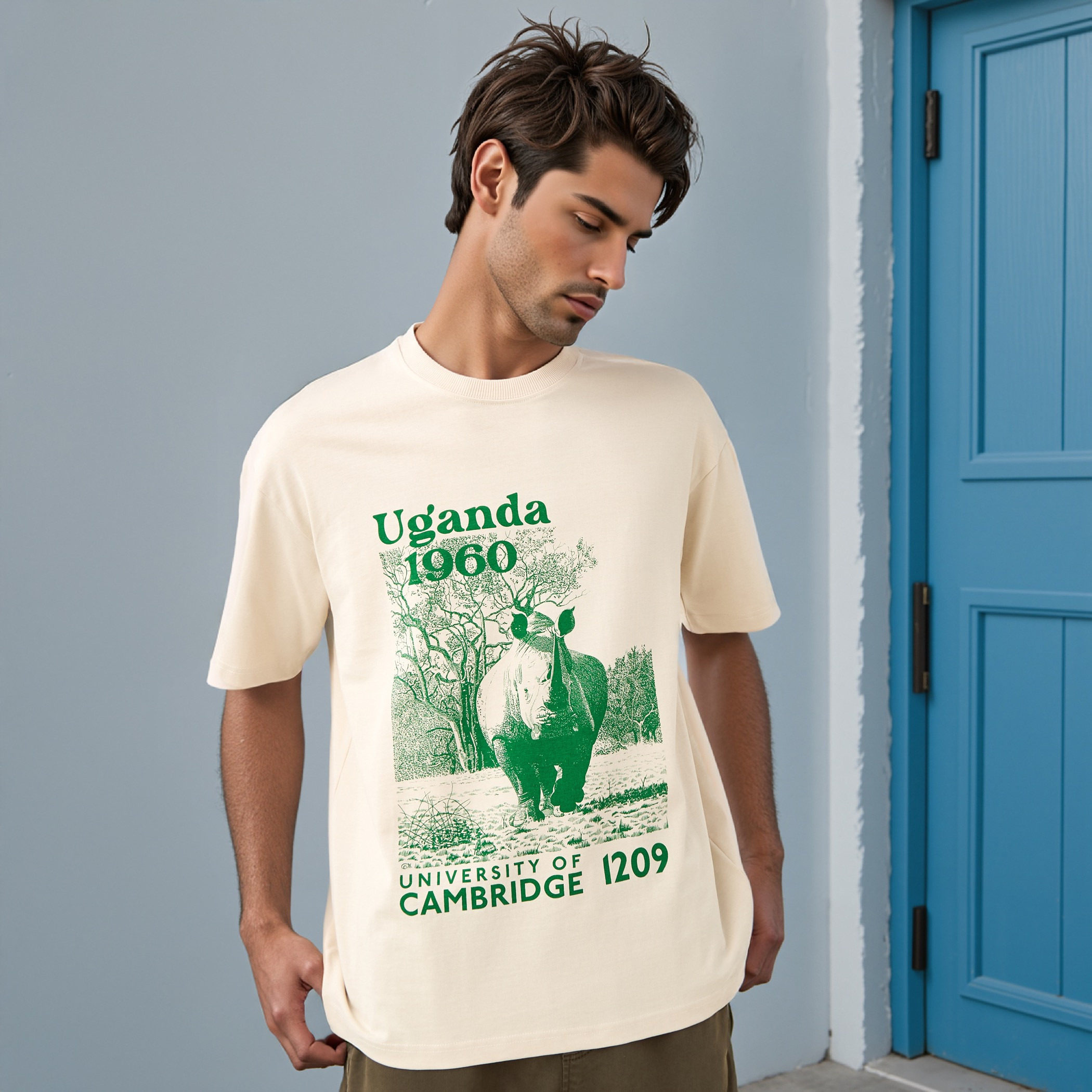 تيشيرت رجالي من جامعة كامبريدج برقبة دائرية وأكمام قصيرة-men-clothing-tshirtsandpolos-tshirts-image-1