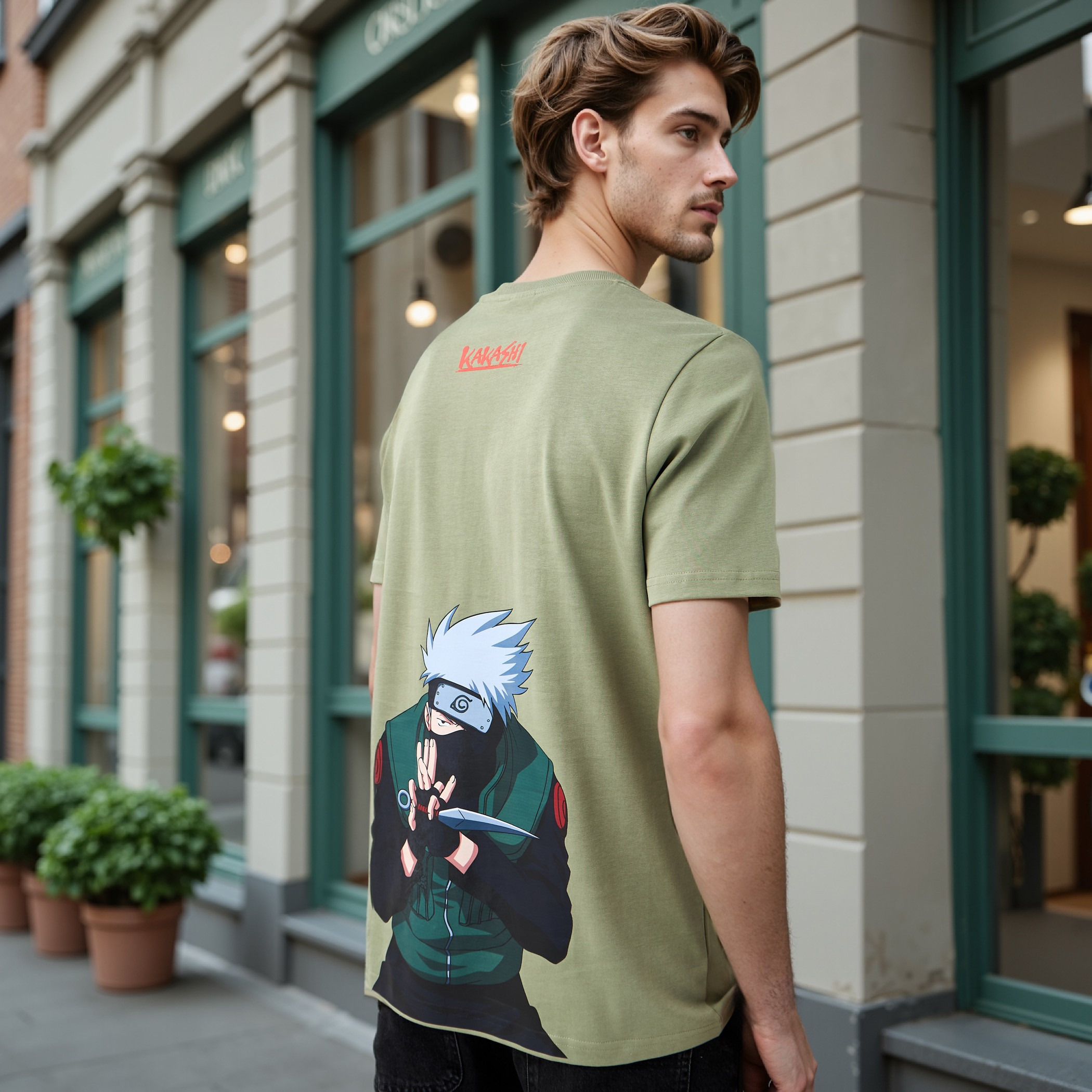 Kakashi Print Crew Neck T-shirt-men-clothing-tshirtsandpolos-tshirts-image-1