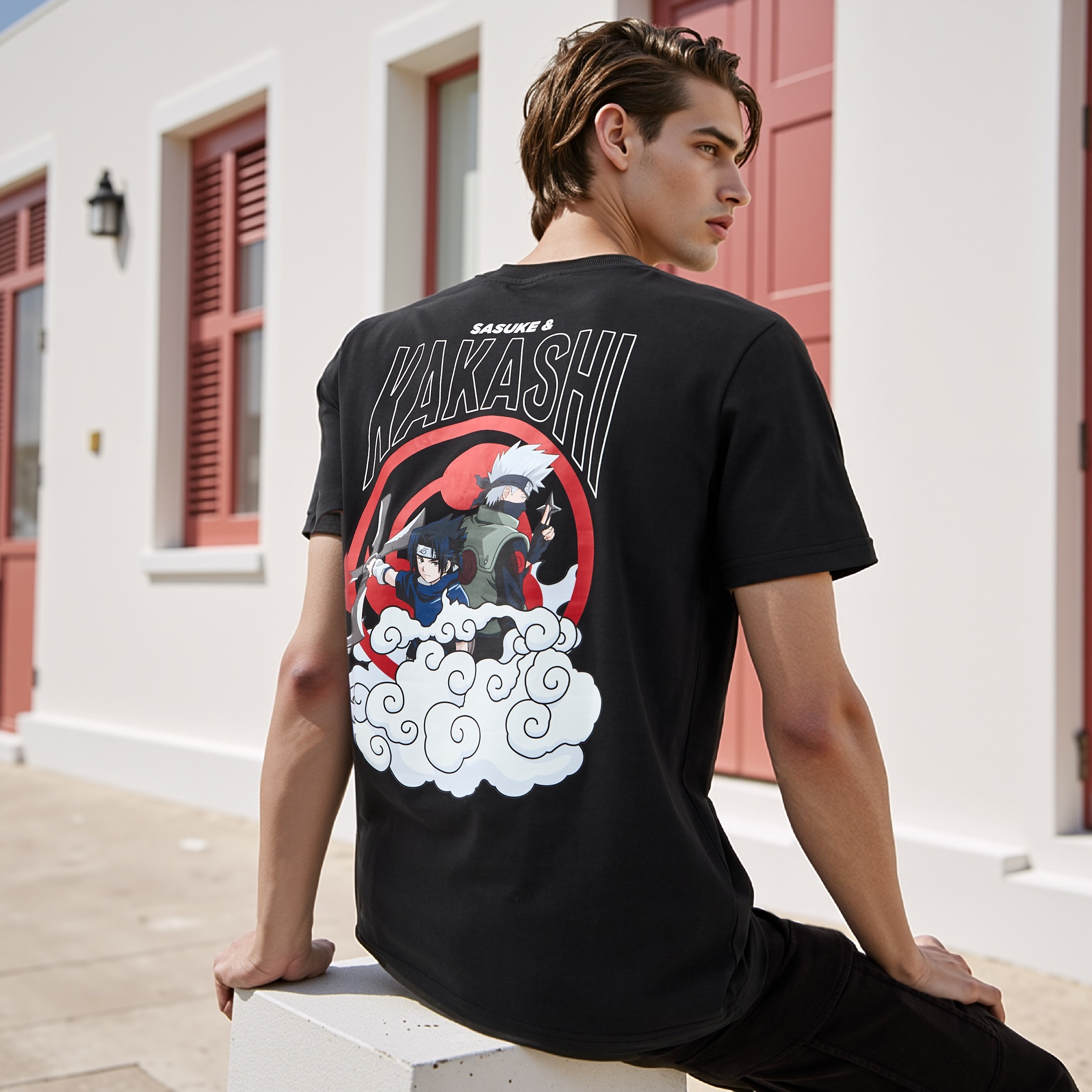 Kakashi Print Crew Neck T-shirt-men-clothing-tshirtsandpolos-tshirts-image-1