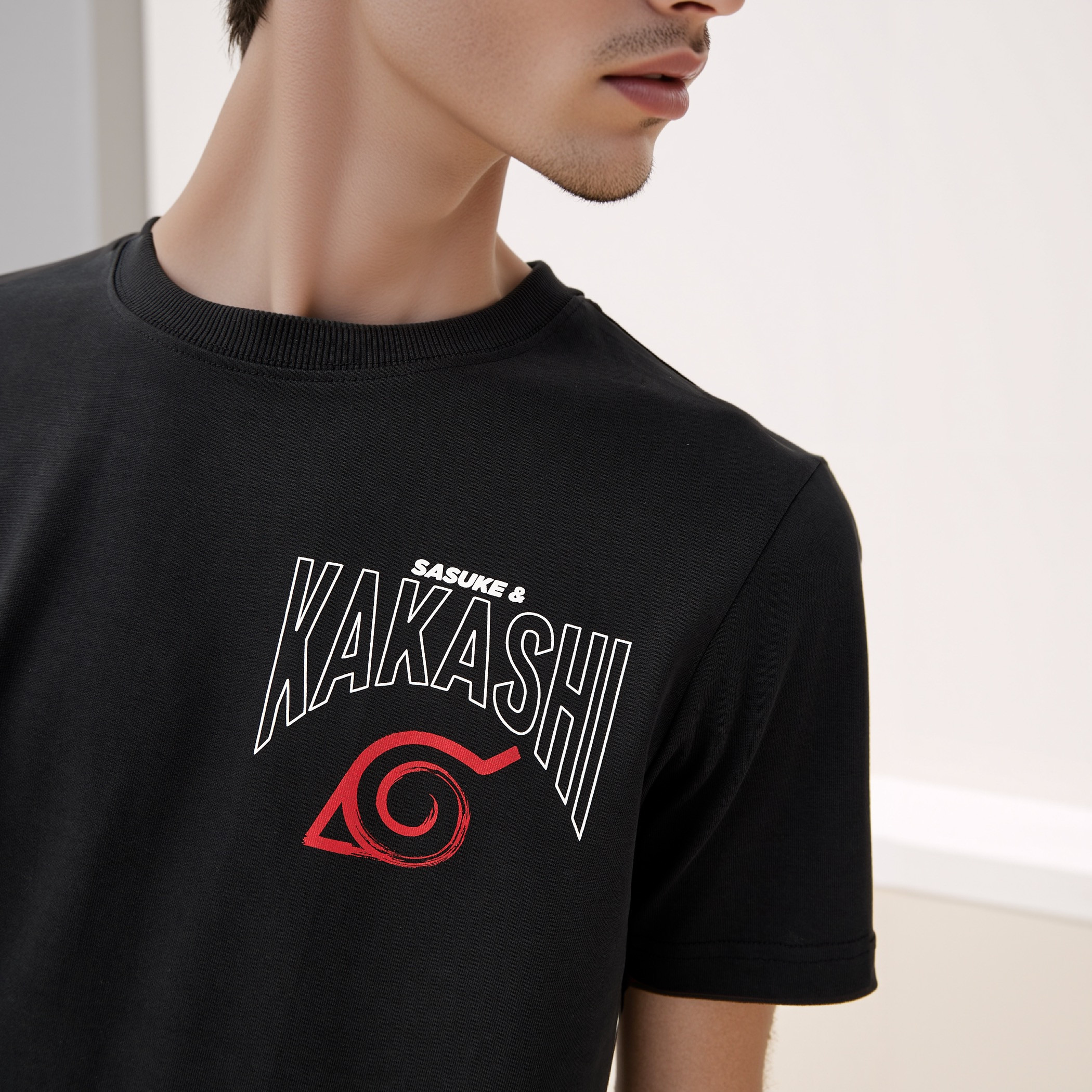 Kakashi Print Crew Neck T-shirt-men-clothing-tshirtsandpolos-tshirts-image-4