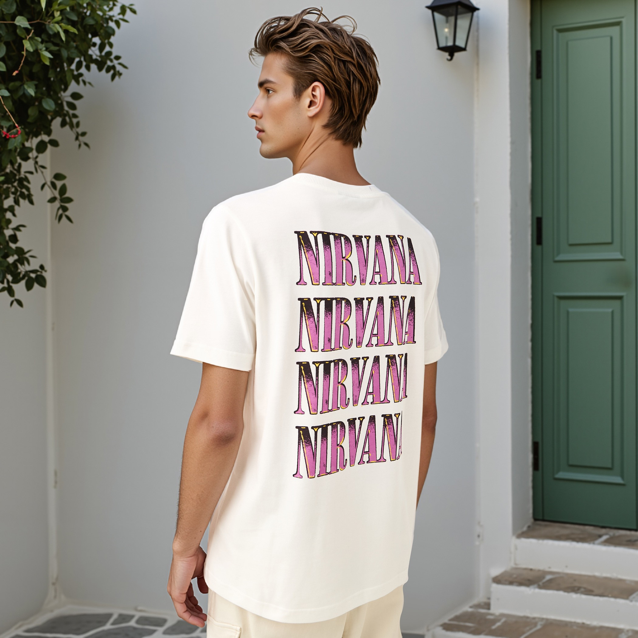 Nirvana Print Boxy T-shirt with Crew Neck and Short Sleeves-men-clothing-tshirtsandpolos-tshirts-image-1