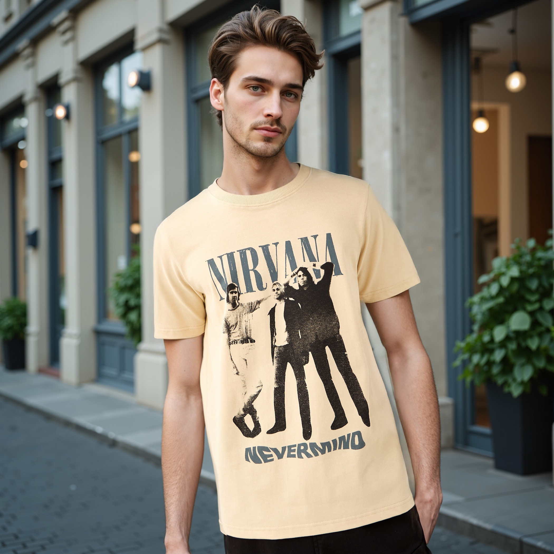 Nirvana Print Crew Neck T-shirt-men-clothing-tshirtsandpolos-tshirts-image-1
