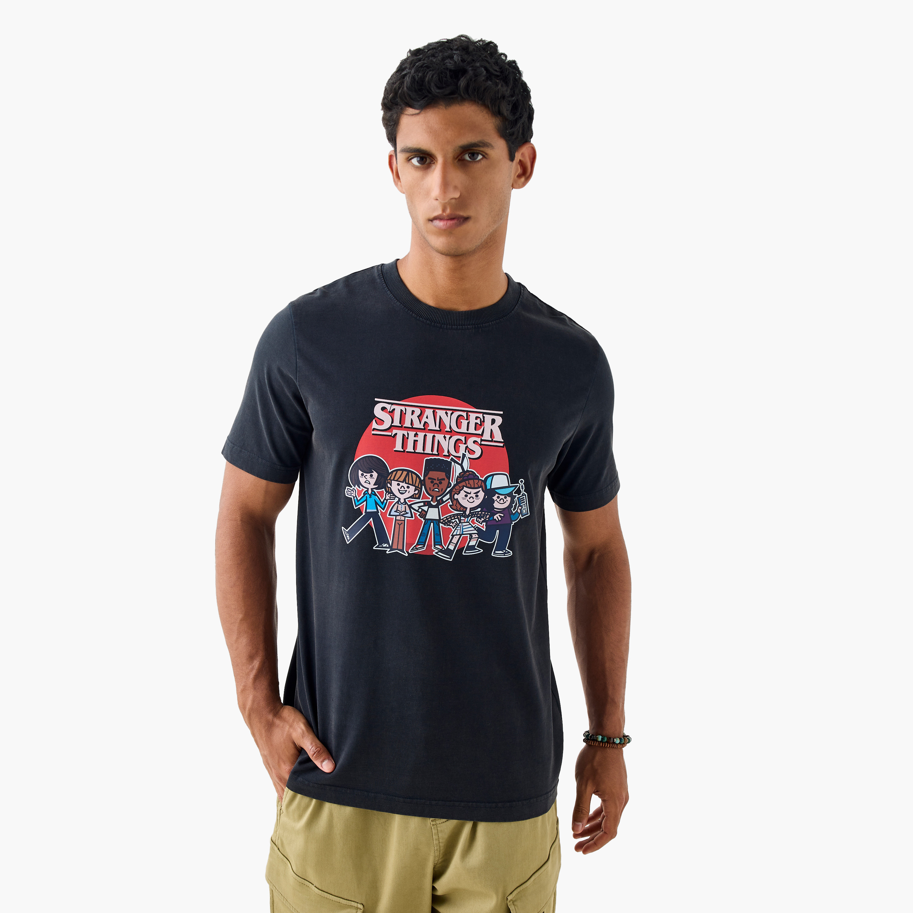 Stranger Things Print T-Shirt with Crew Neck-men-clothing-tshirtsandpolos-tshirts-image-1