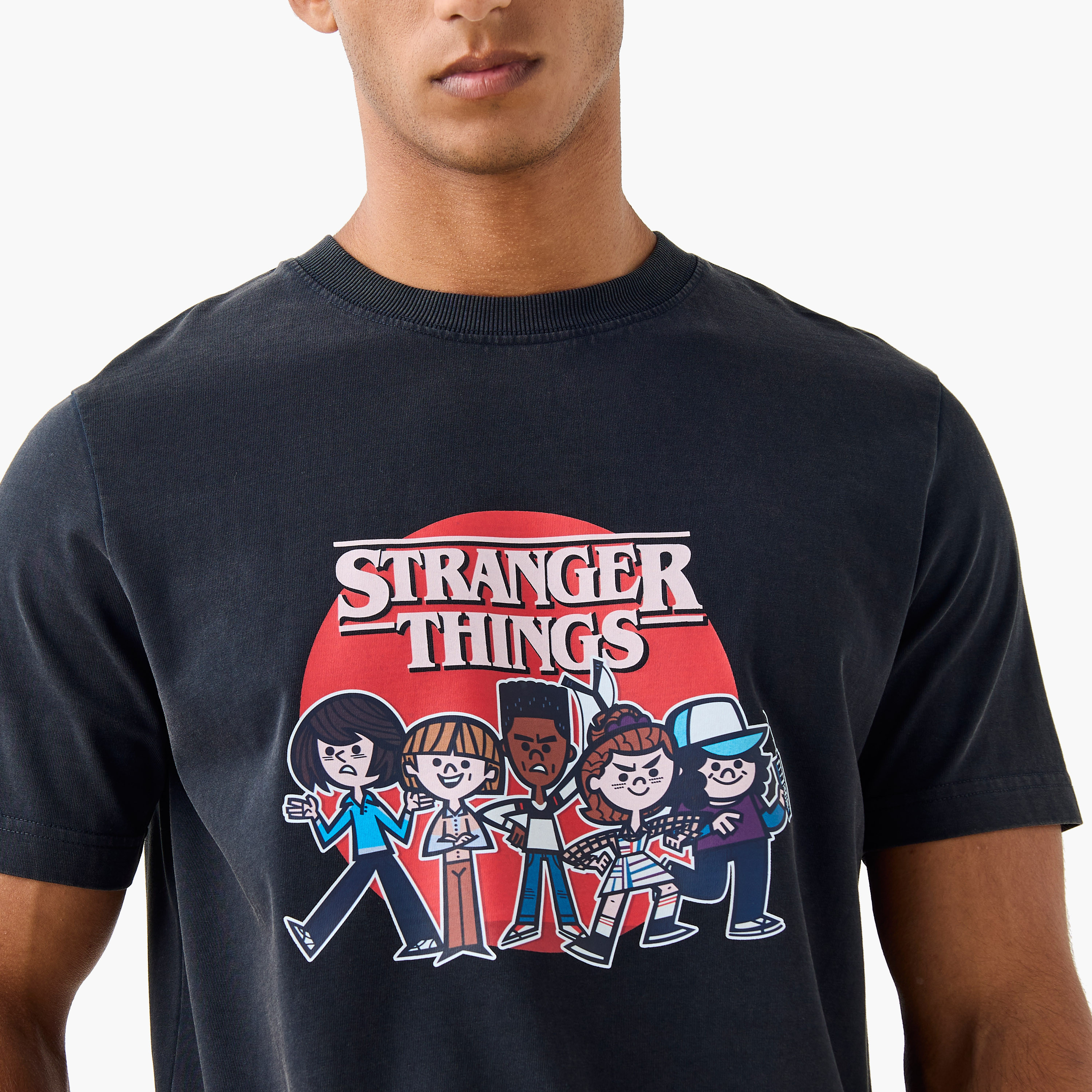 Stranger Things Print T-Shirt with Crew Neck-men-clothing-tshirtsandpolos-tshirts-image-4