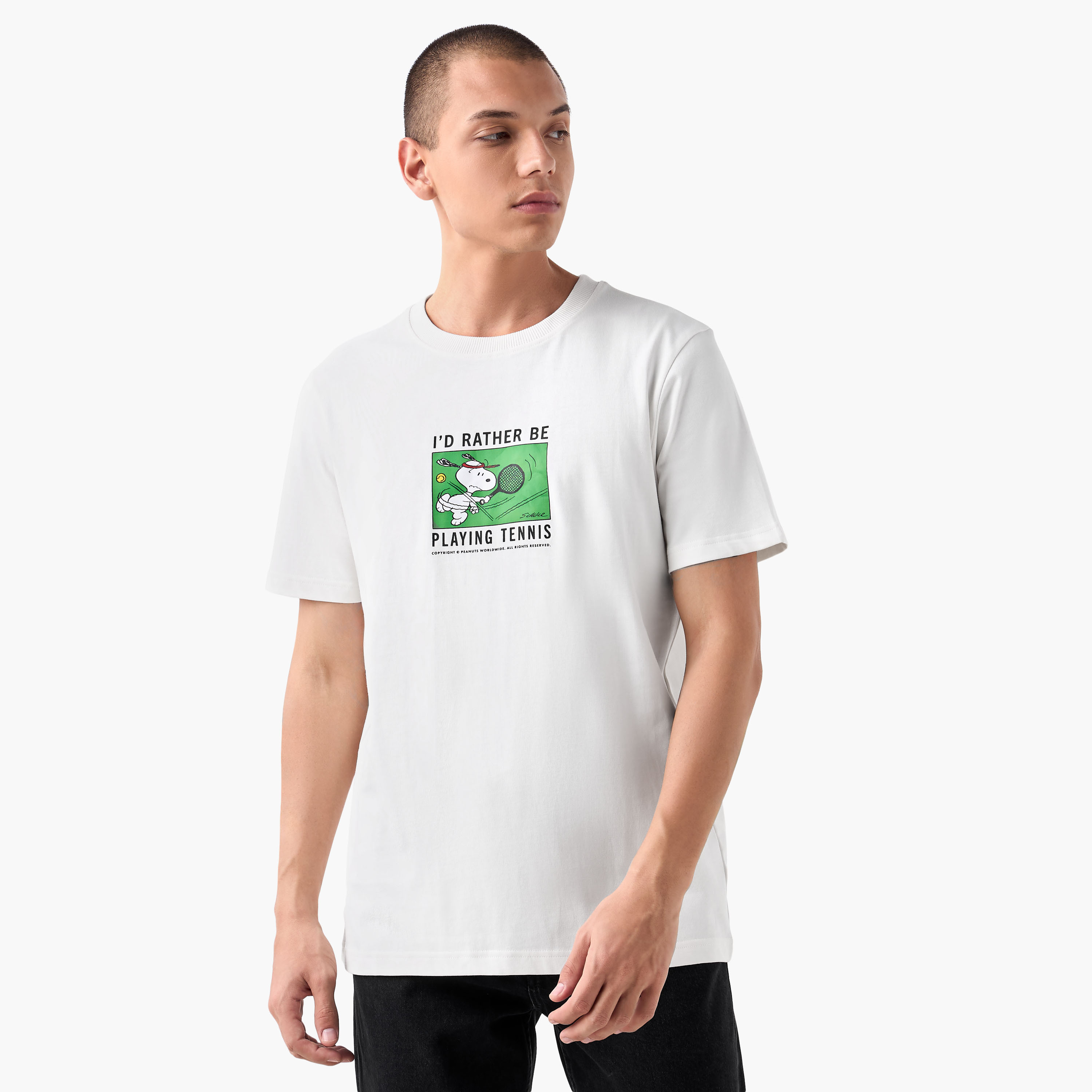 Snoopy Print T-shirt with Crew Neck-men-clothing-tshirtsandpolos-tshirts-image-1