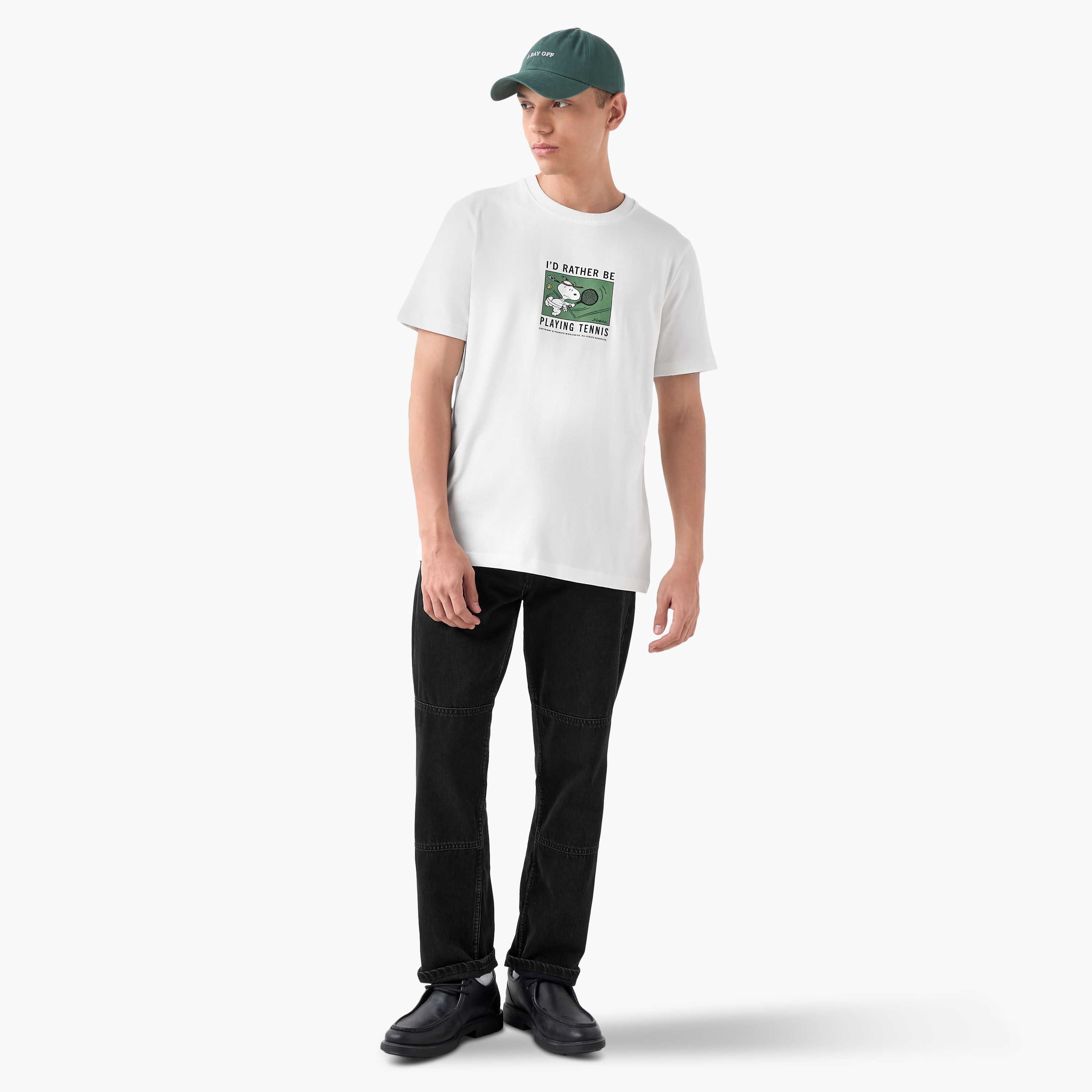 Snoopy Print T-shirt with Crew Neck-men-clothing-tshirtsandpolos-tshirts-image-2