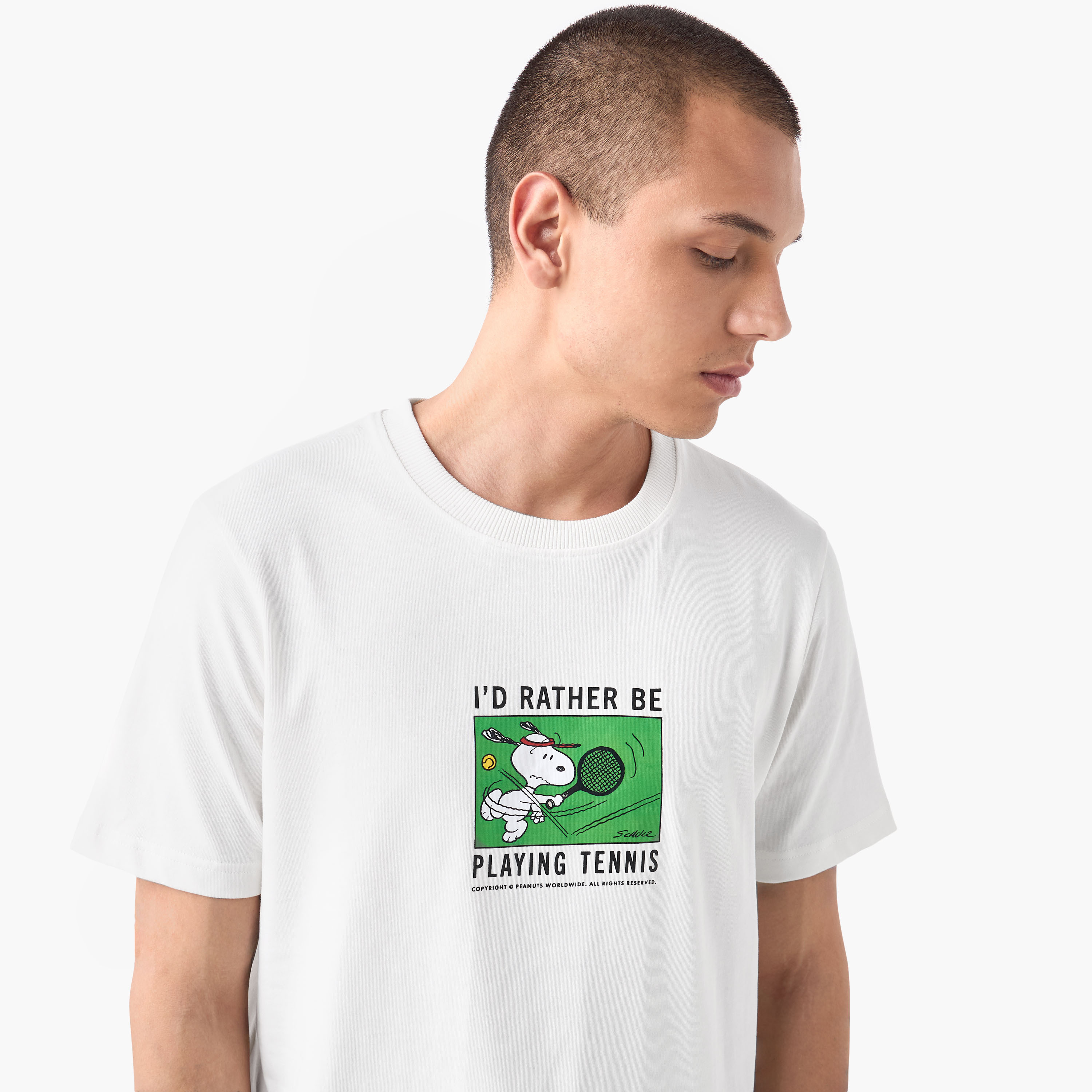 Snoopy Print T-shirt with Crew Neck-men-clothing-tshirtsandpolos-tshirts-image-4