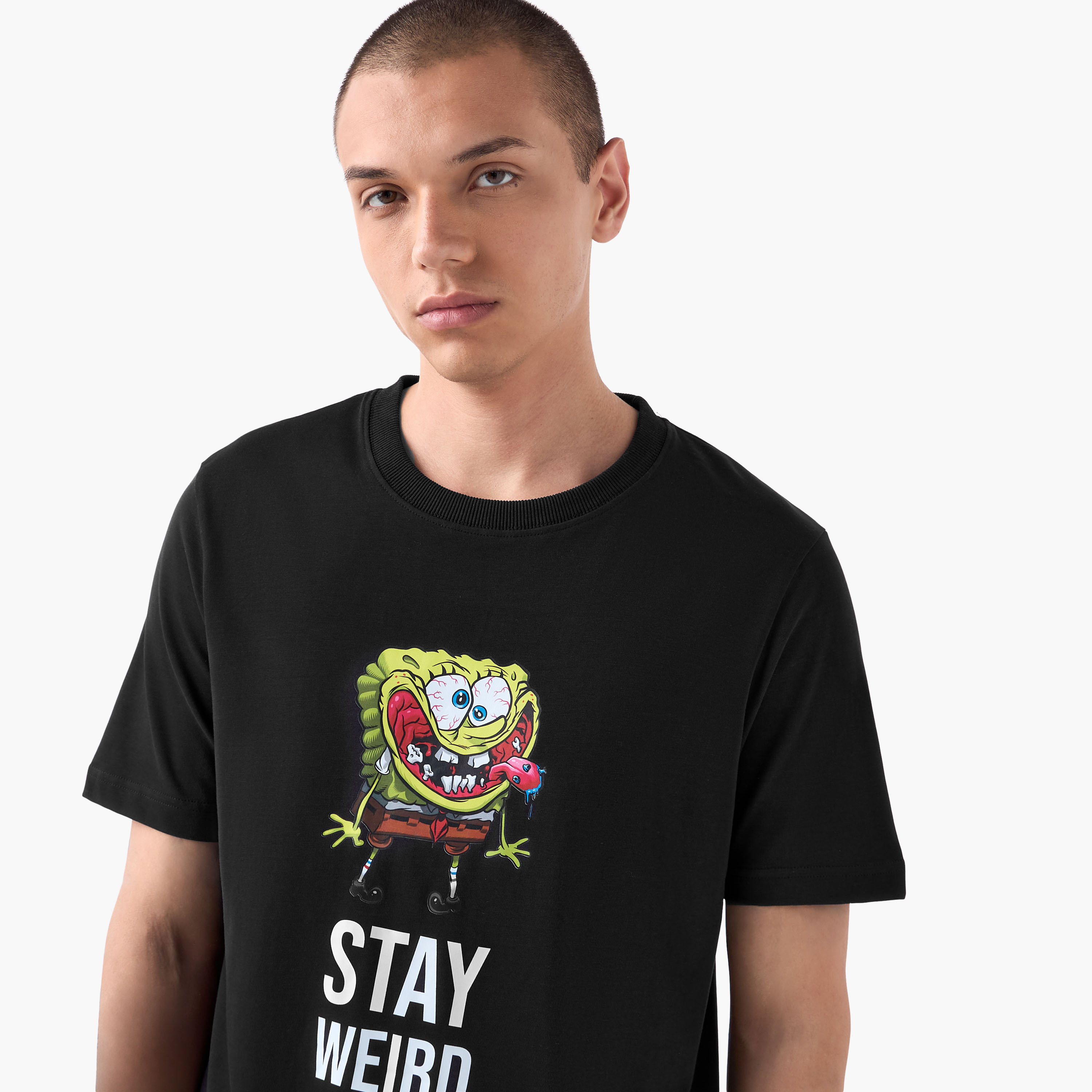 SpongeBob Print T-shirt with Crew Neck-men-clothing-tshirtsandpolos-tshirts-image-4