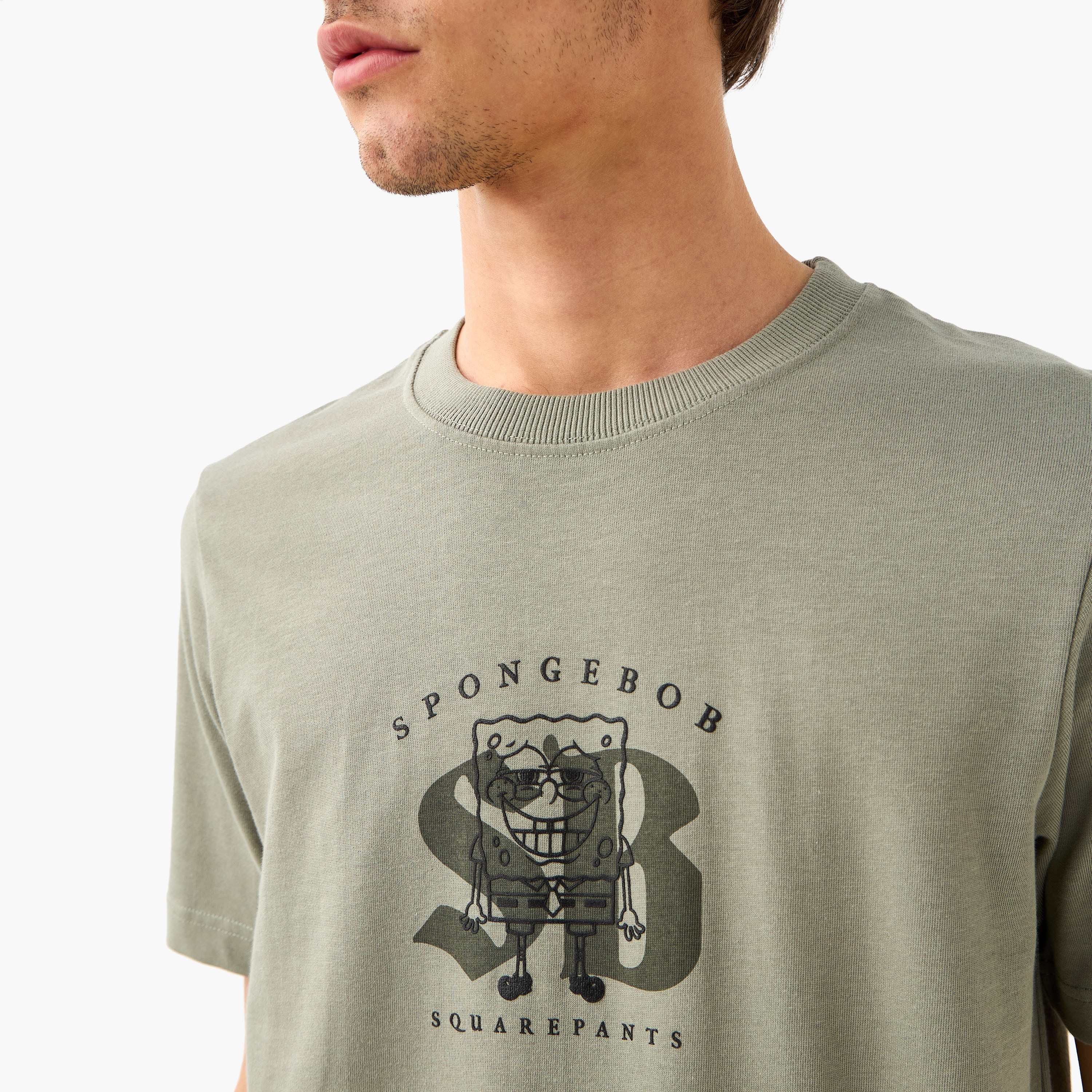 Spongebob Square Pants Print T-shirt with Crew Neck-men-clothing-tshirtsandpolos-tshirts-image-4