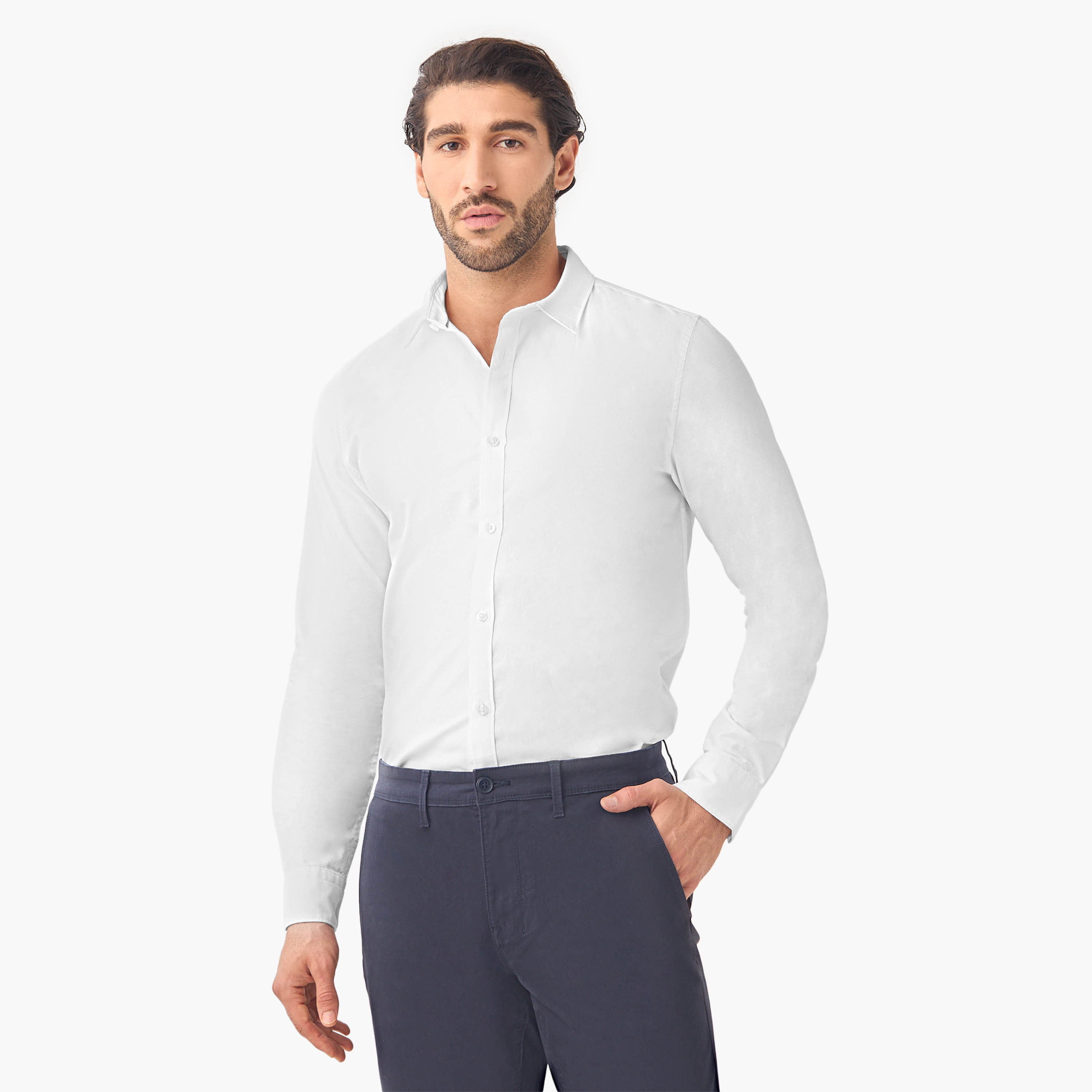 قميص أكسفورد قطن بقصّة عادية وأكمام طويلة من سبلاش بيزيكس - طقم قطعتين-men-clothing-shirts-image-2