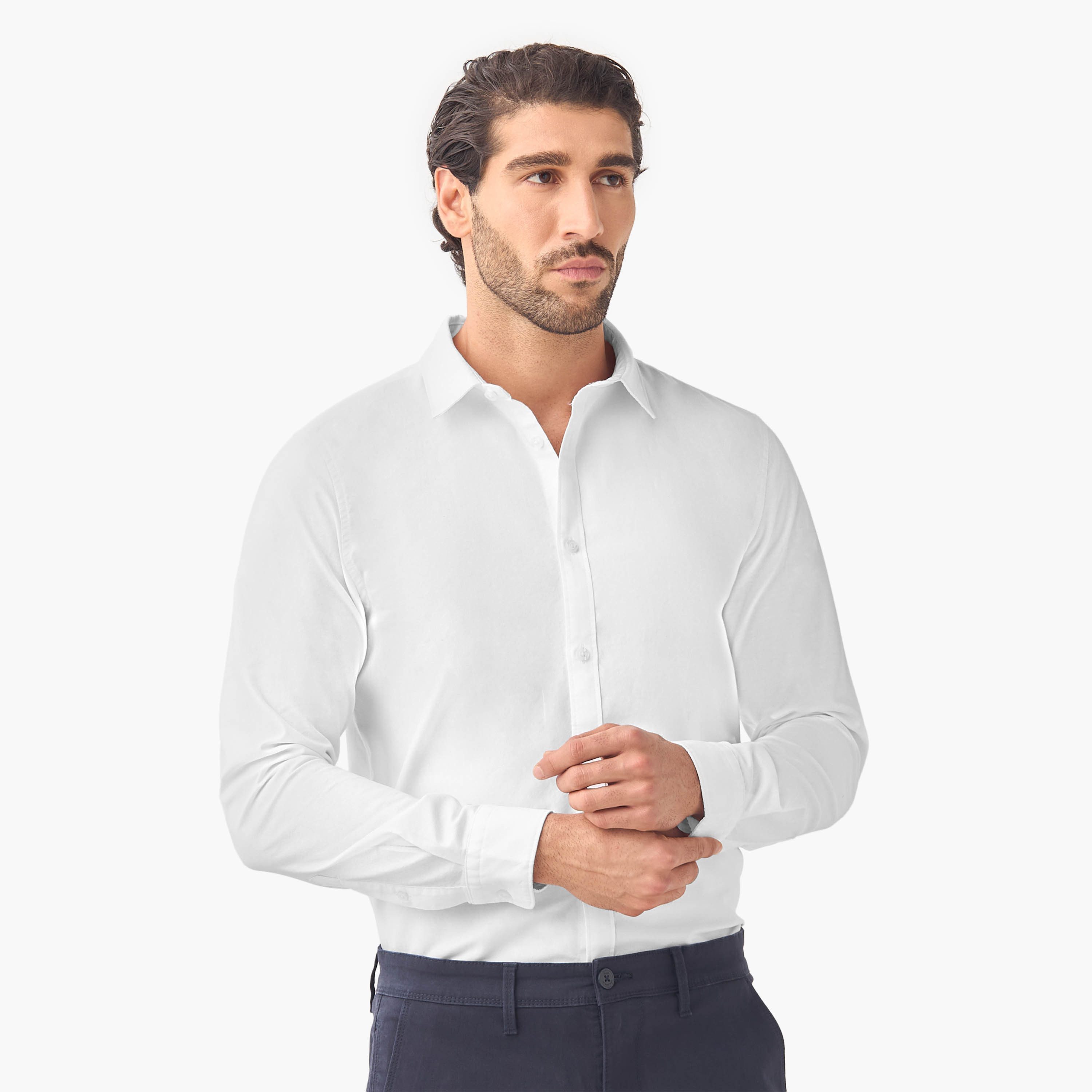 قميص أكسفورد قطن بقصّة عادية وأكمام طويلة من سبلاش بيزيكس - طقم قطعتين-men-clothing-shirts-image-4