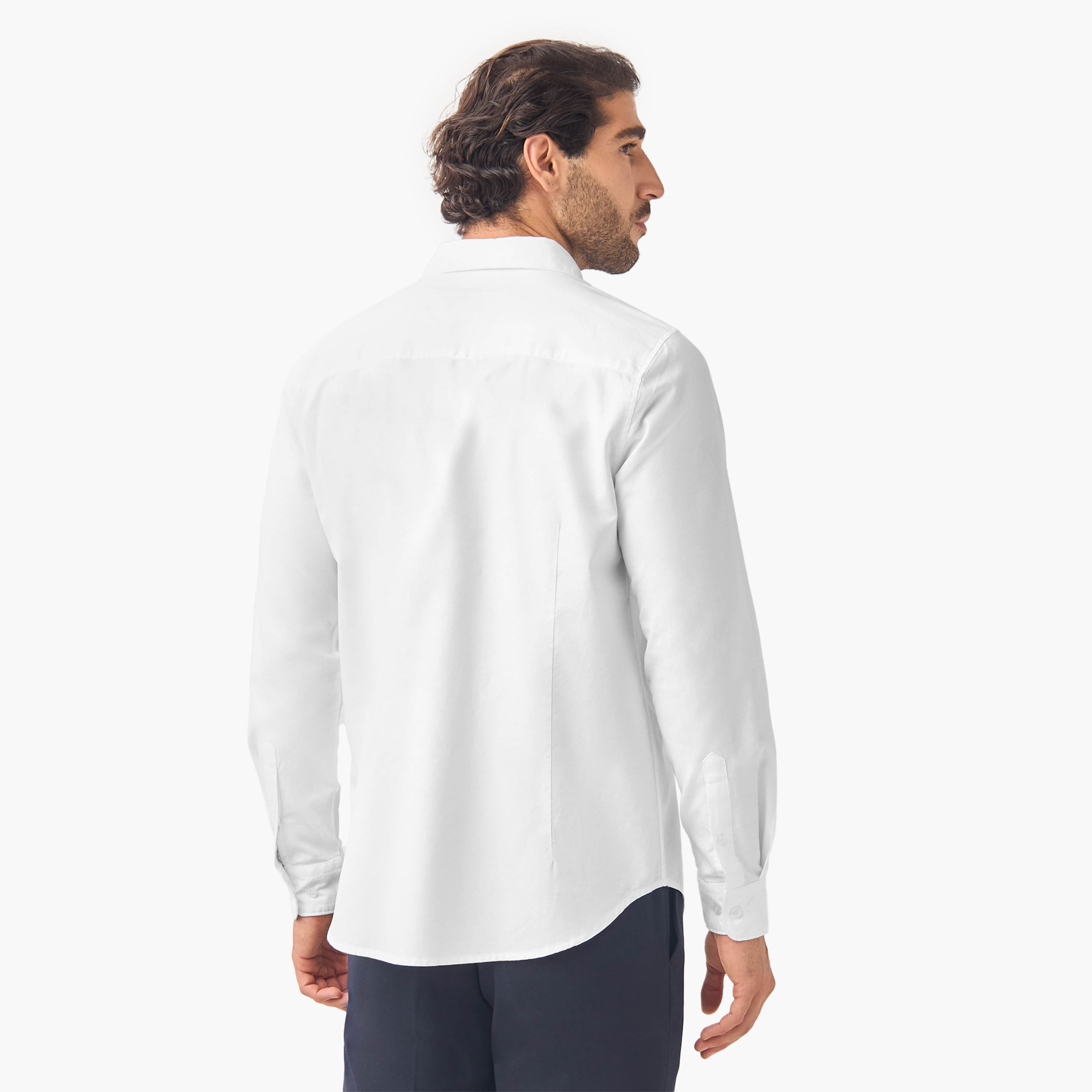 Set of 2 - Regular Fit Oxford Shirt with Collar and Long Sleeves-men-clothing-shirts-image-3