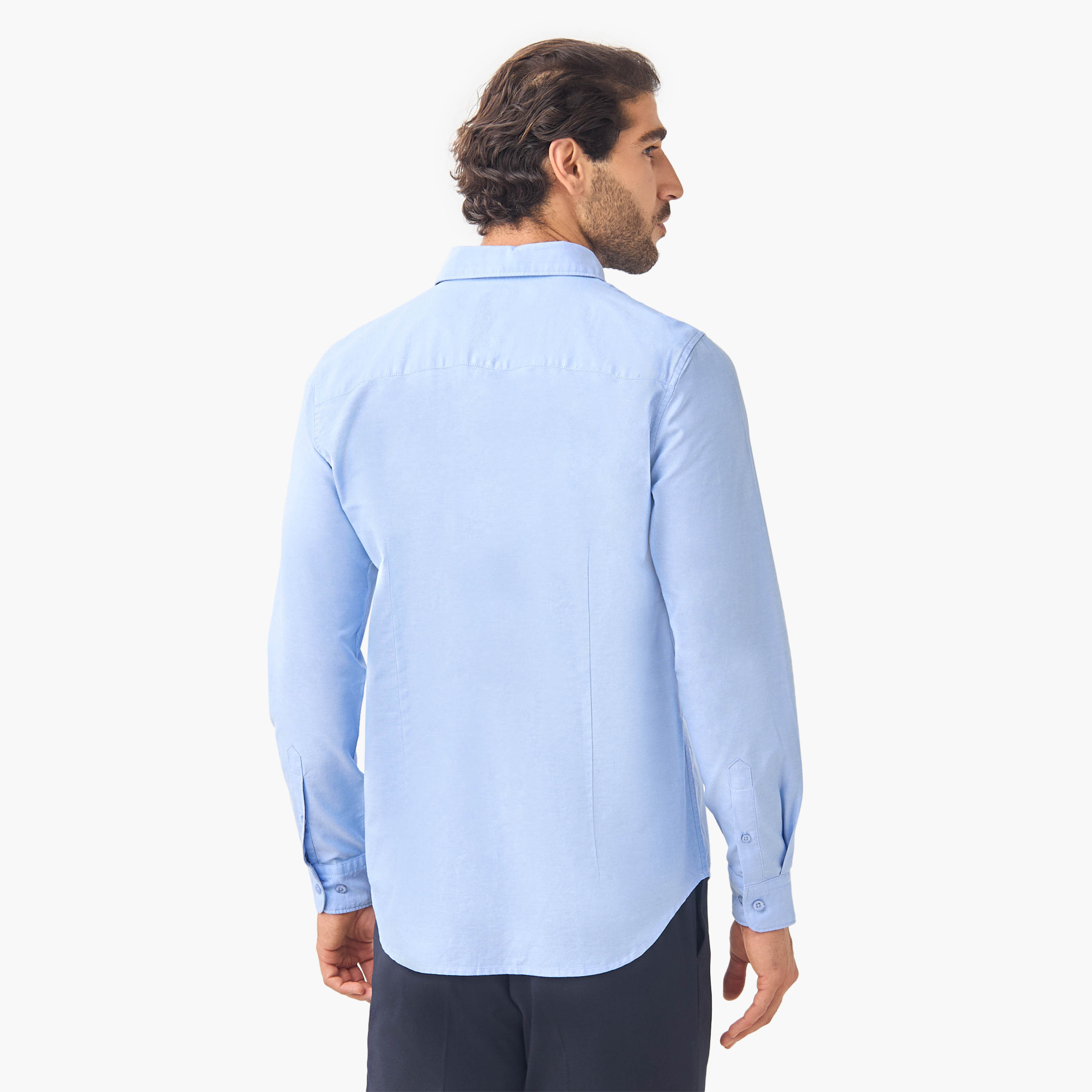 Set of 2 - Regular Fit Oxford Shirt with Collar and Long Sleeves-men-clothing-shirts-image-5