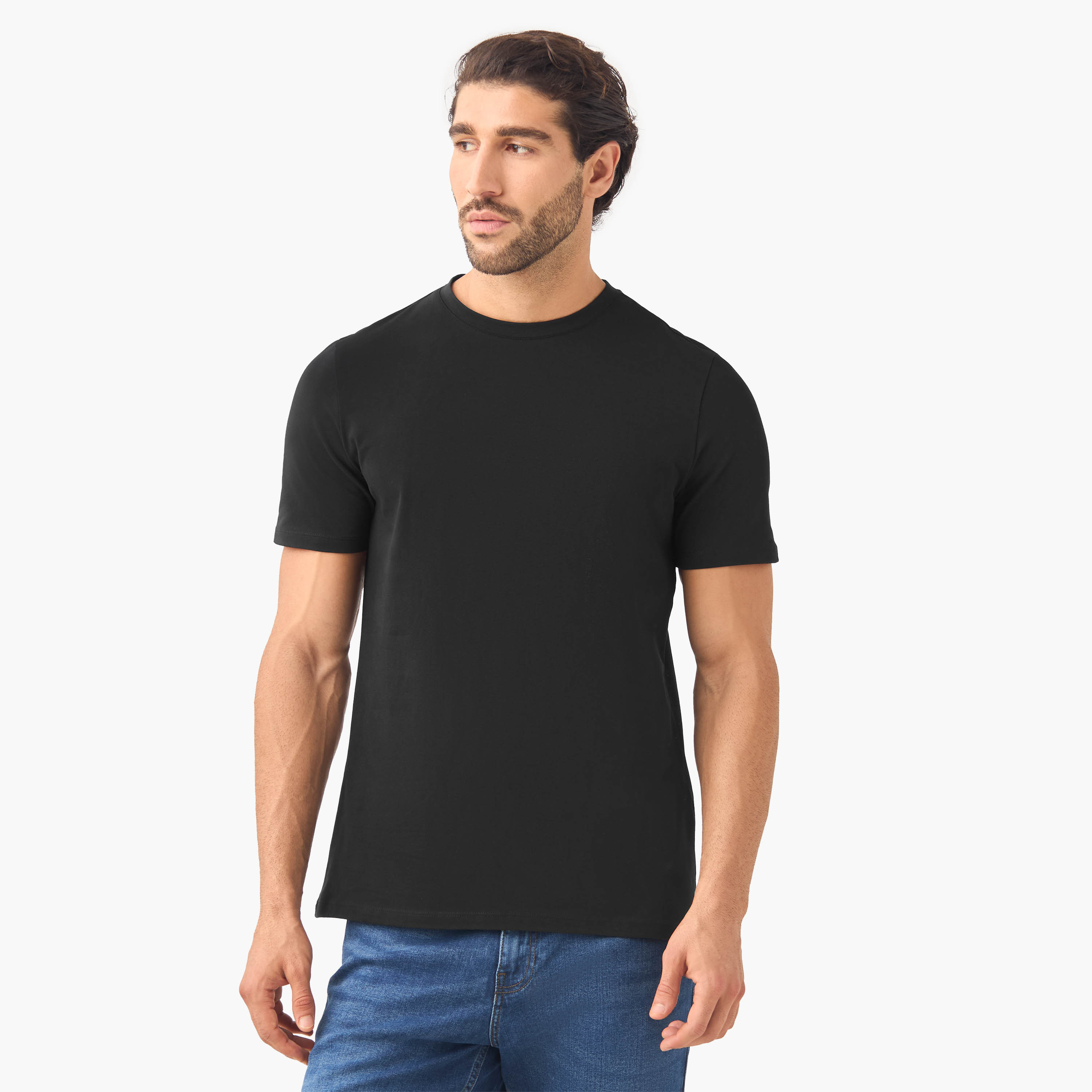 Set of 2 - Slim Fit Crew Neck T-shirt with Short Sleeves-men-clothing-tshirtsandpolos-tshirts-image-2