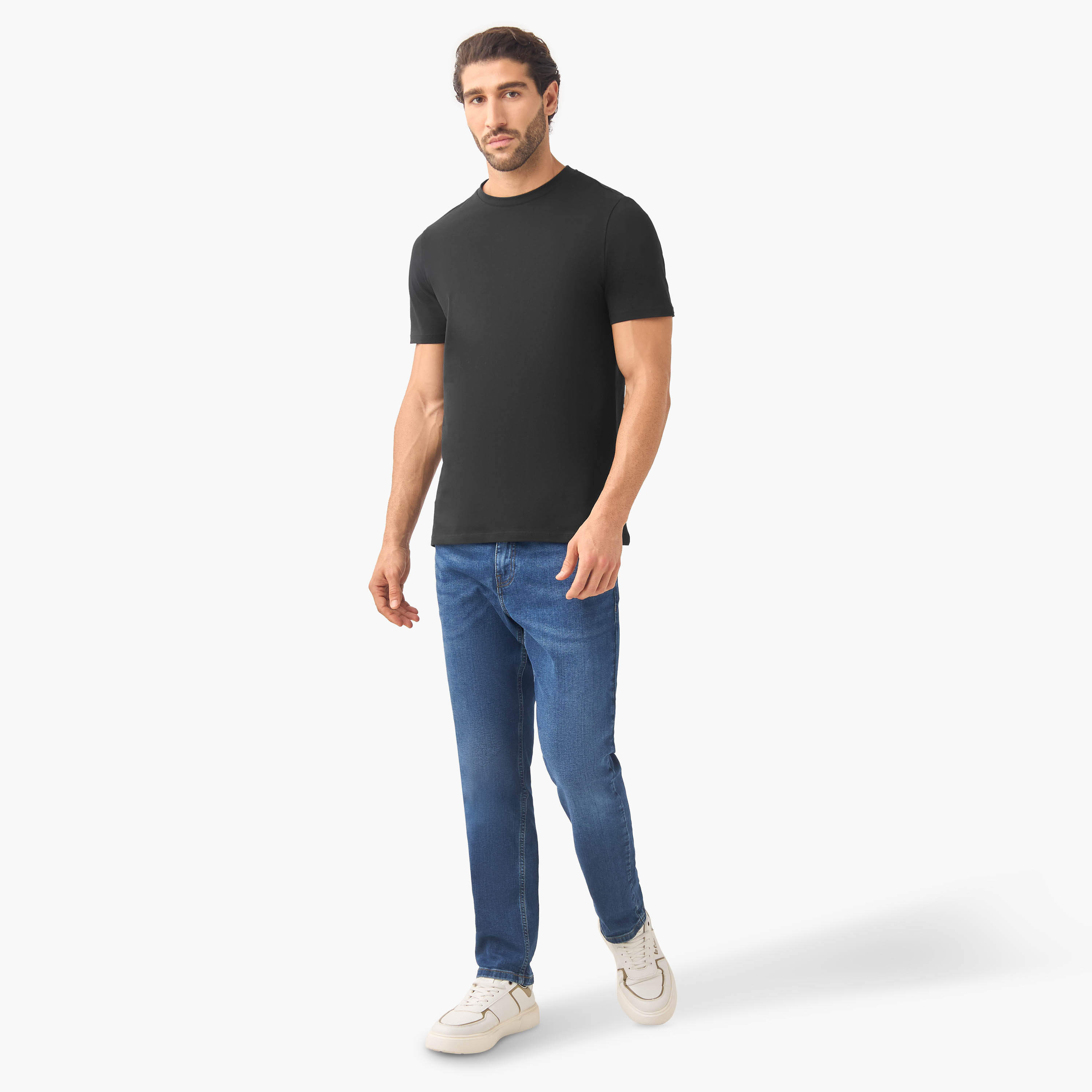 Set of 2 - Slim Fit Crew Neck T-shirt with Short Sleeves-men-clothing-tshirtsandpolos-tshirts-image-8