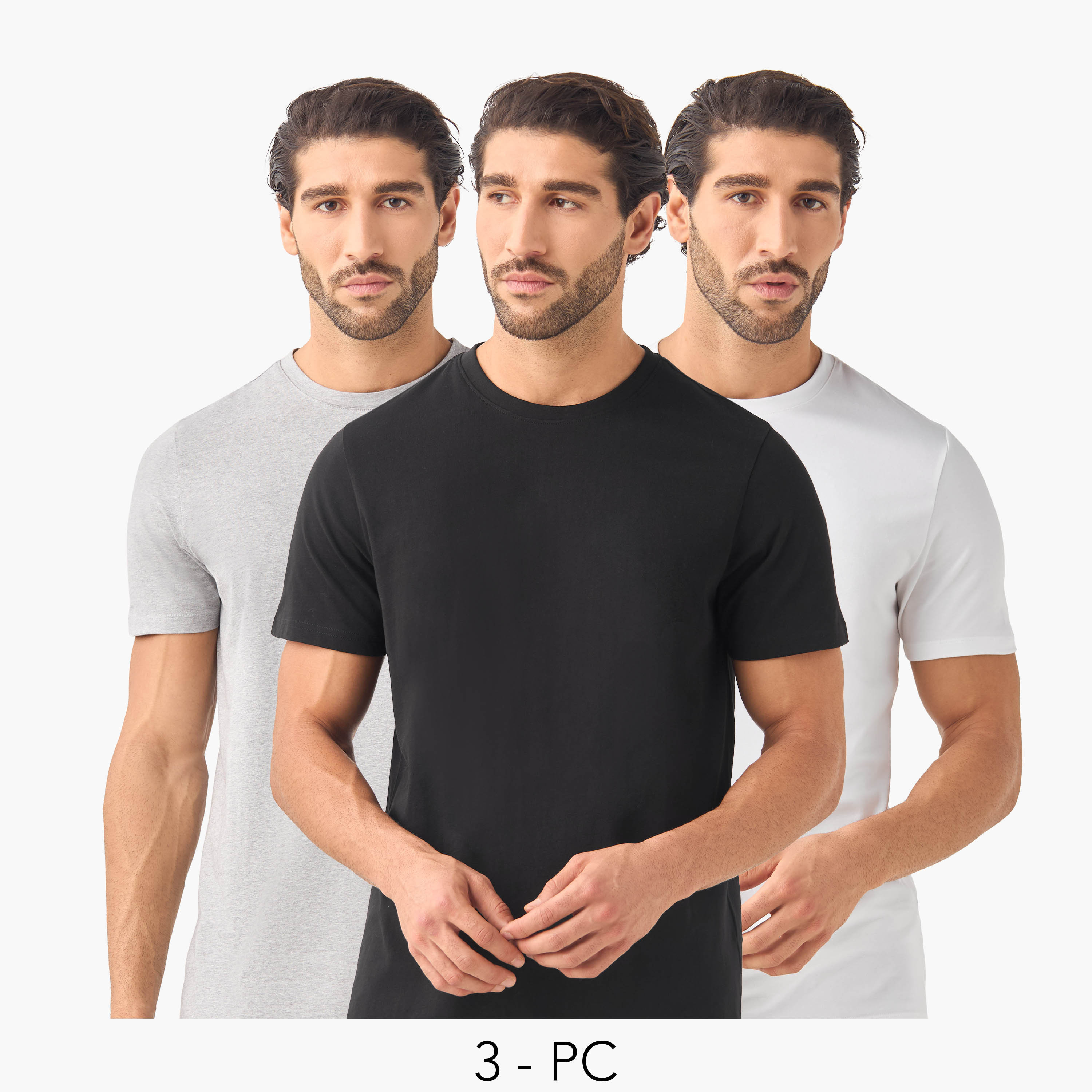 Set of 3 - Slim Fit Crew Neck T-shirt-men-clothing-tshirtsandpolos-tshirts-image-1