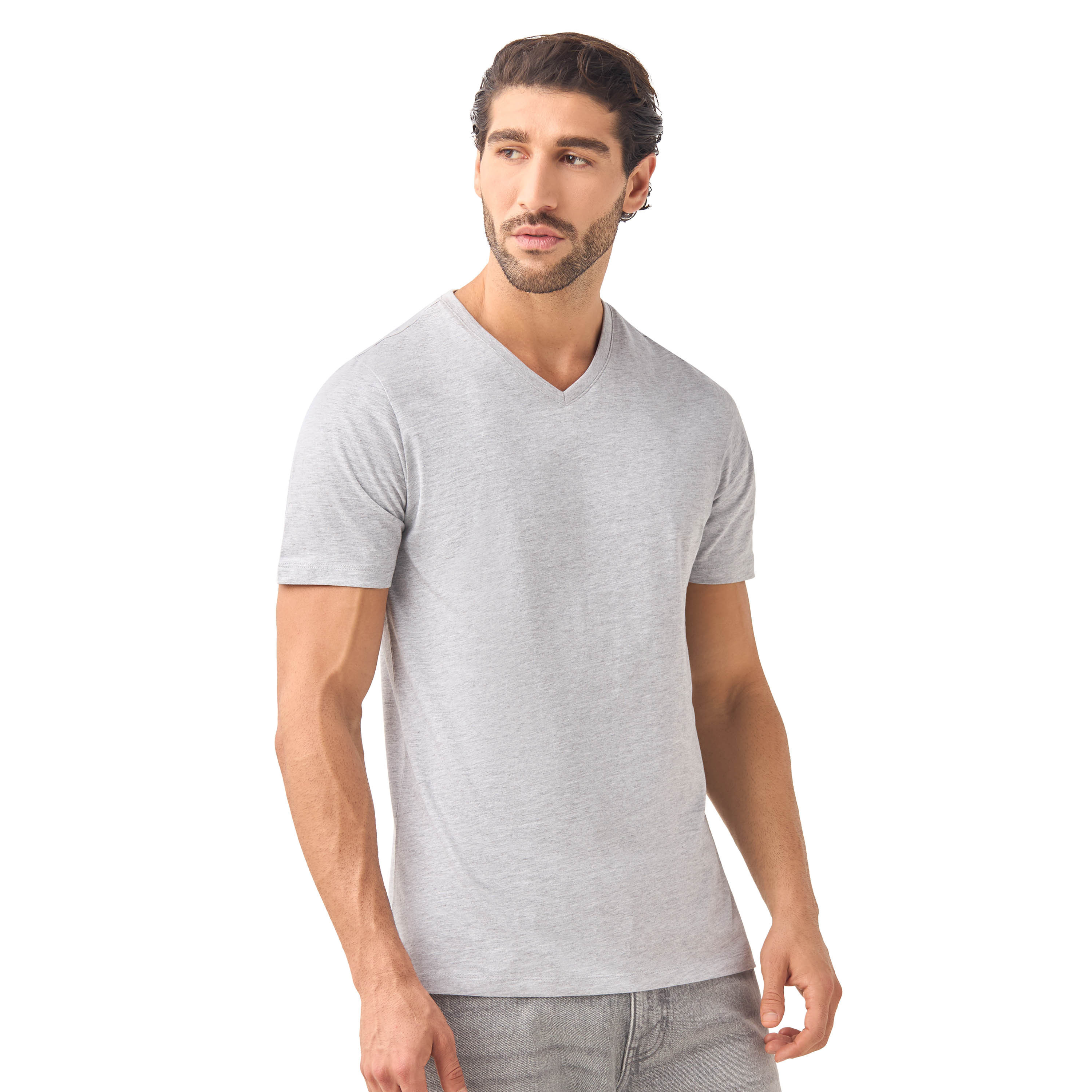 Set of 3 - Slim Fit V-neck T-shirt with Short Sleeves-men-clothing-tshirtsandpolos-tshirts-image-2