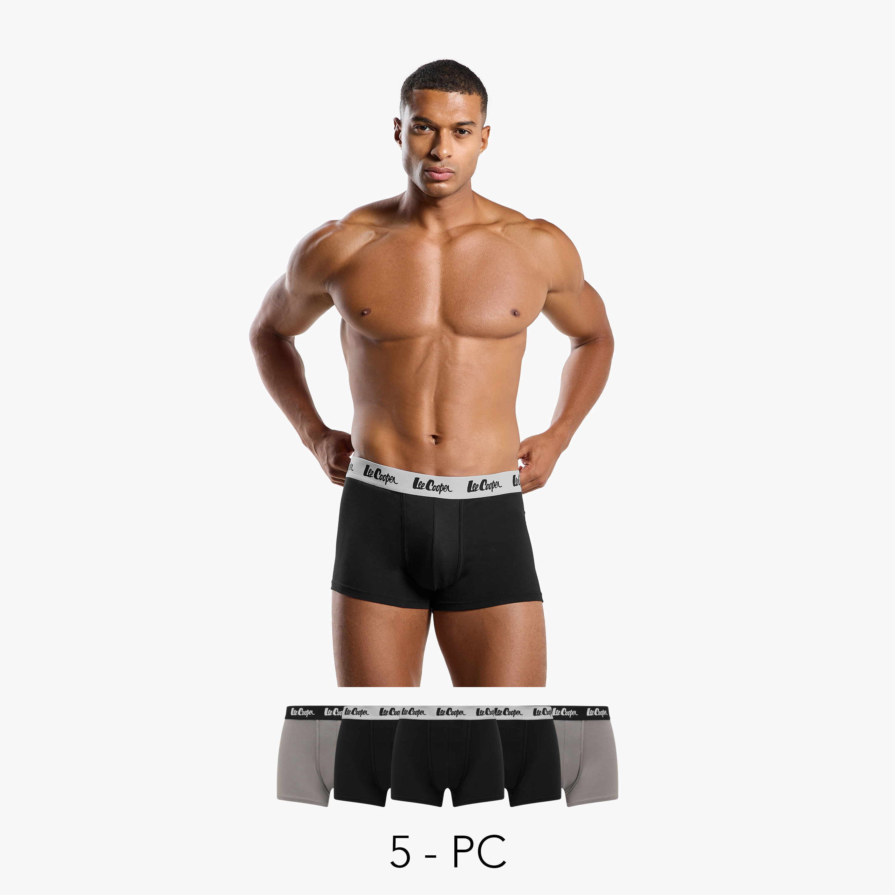 Set of 5 - Lee Cooper Trunk Briefs with Elasticated Waistband-men-clothing-innerwear-underwear-image-1
