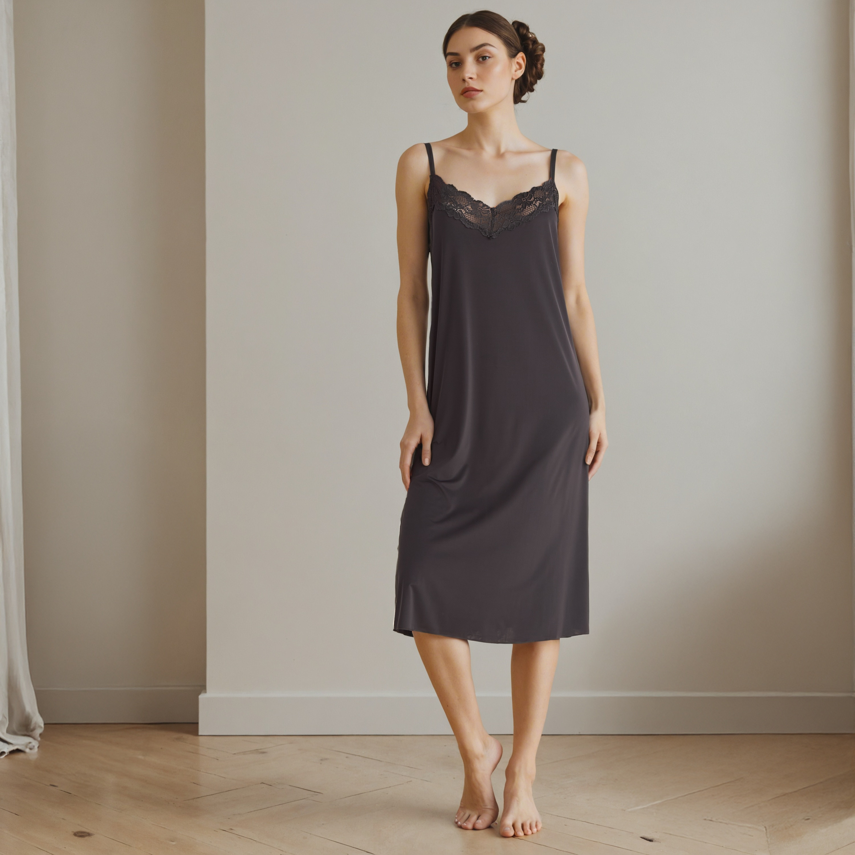 Lace Panel Night Gown with Robe and Thongs-women-clothing-nightwear-robes-image-2