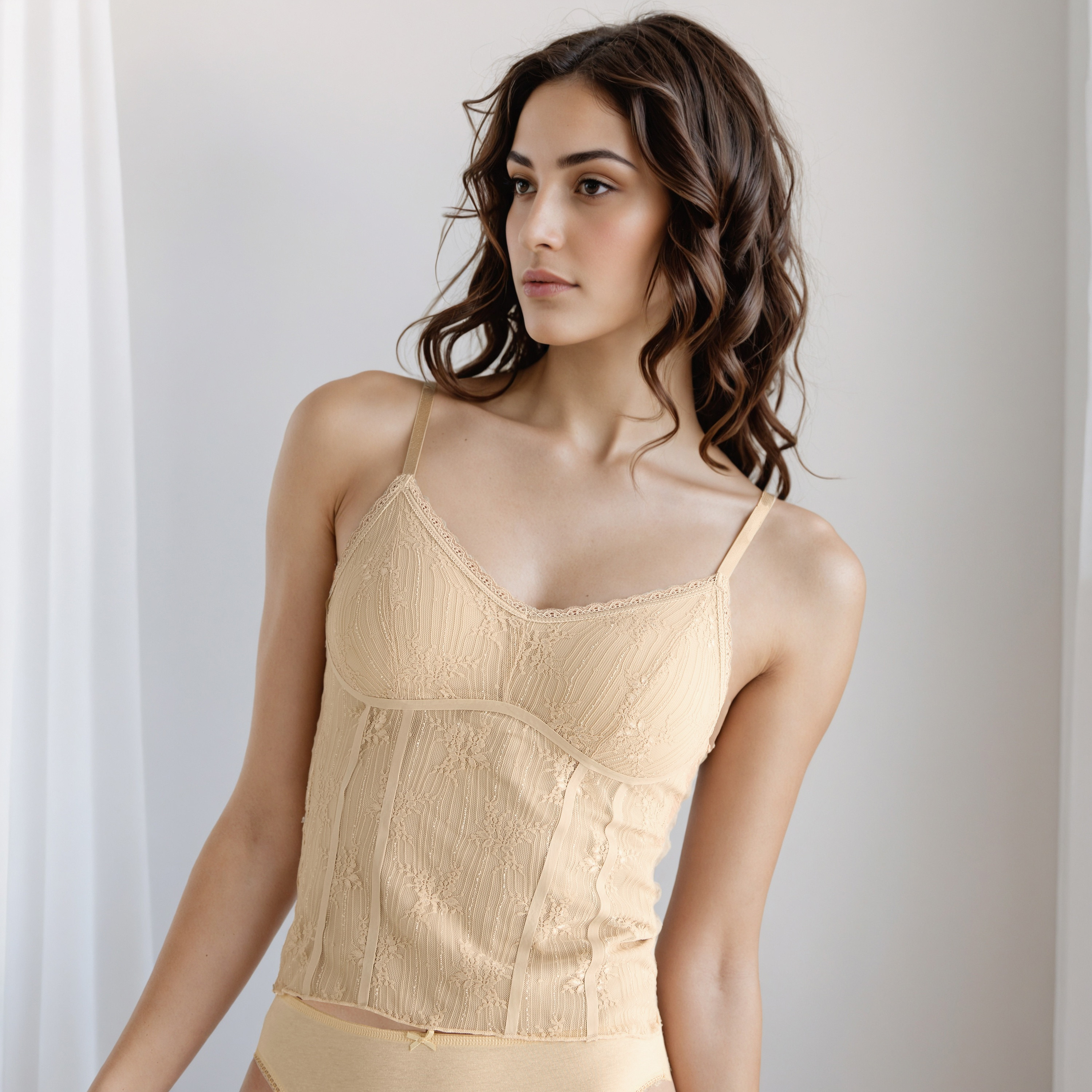 قميص داخلي بقصة عادية وتفاصيل دانتيل-women-clothing-lingerie-camisoles-image-1