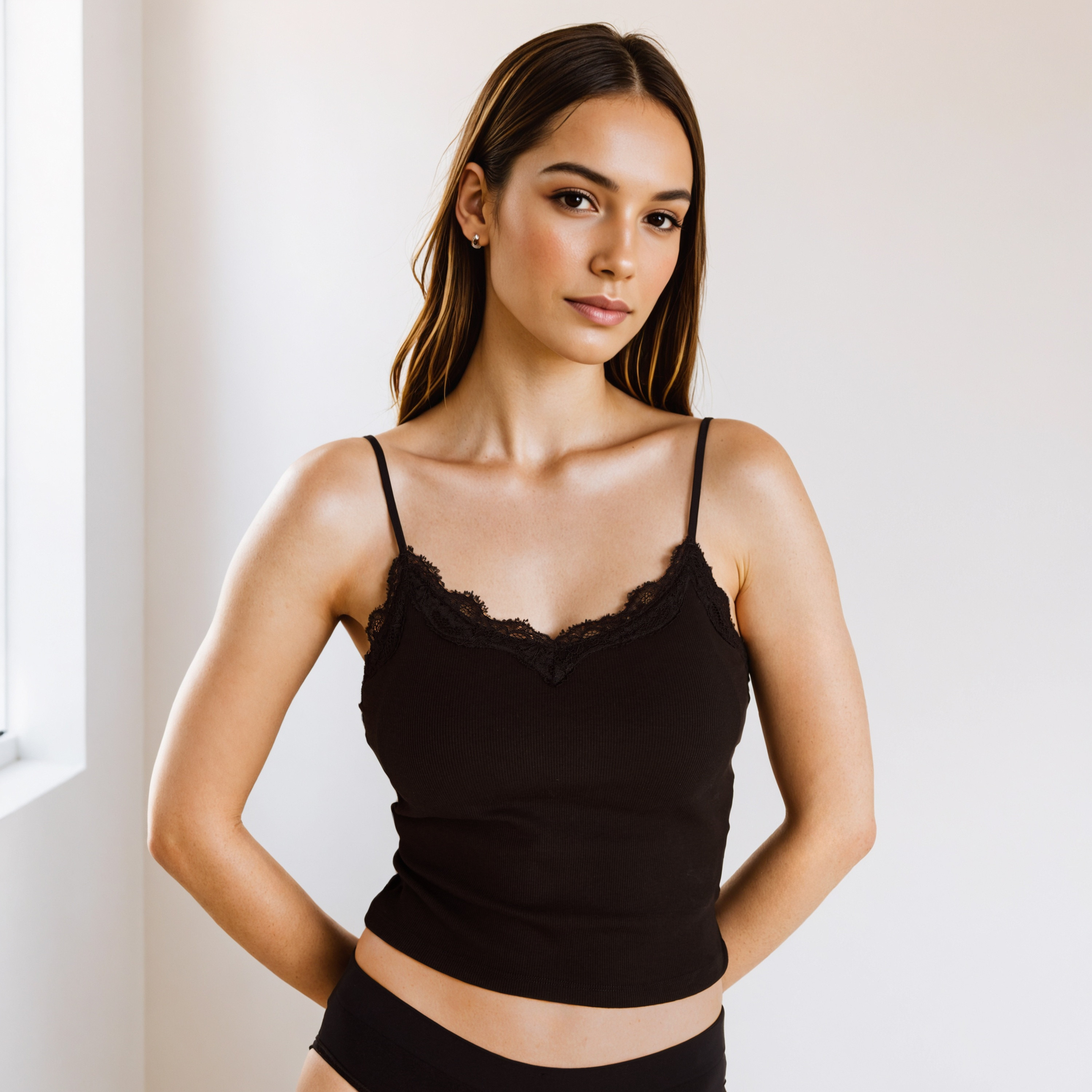 Ribbed Camisole with Lace Inserts-women-clothing-lingerie-camisoles-image-1