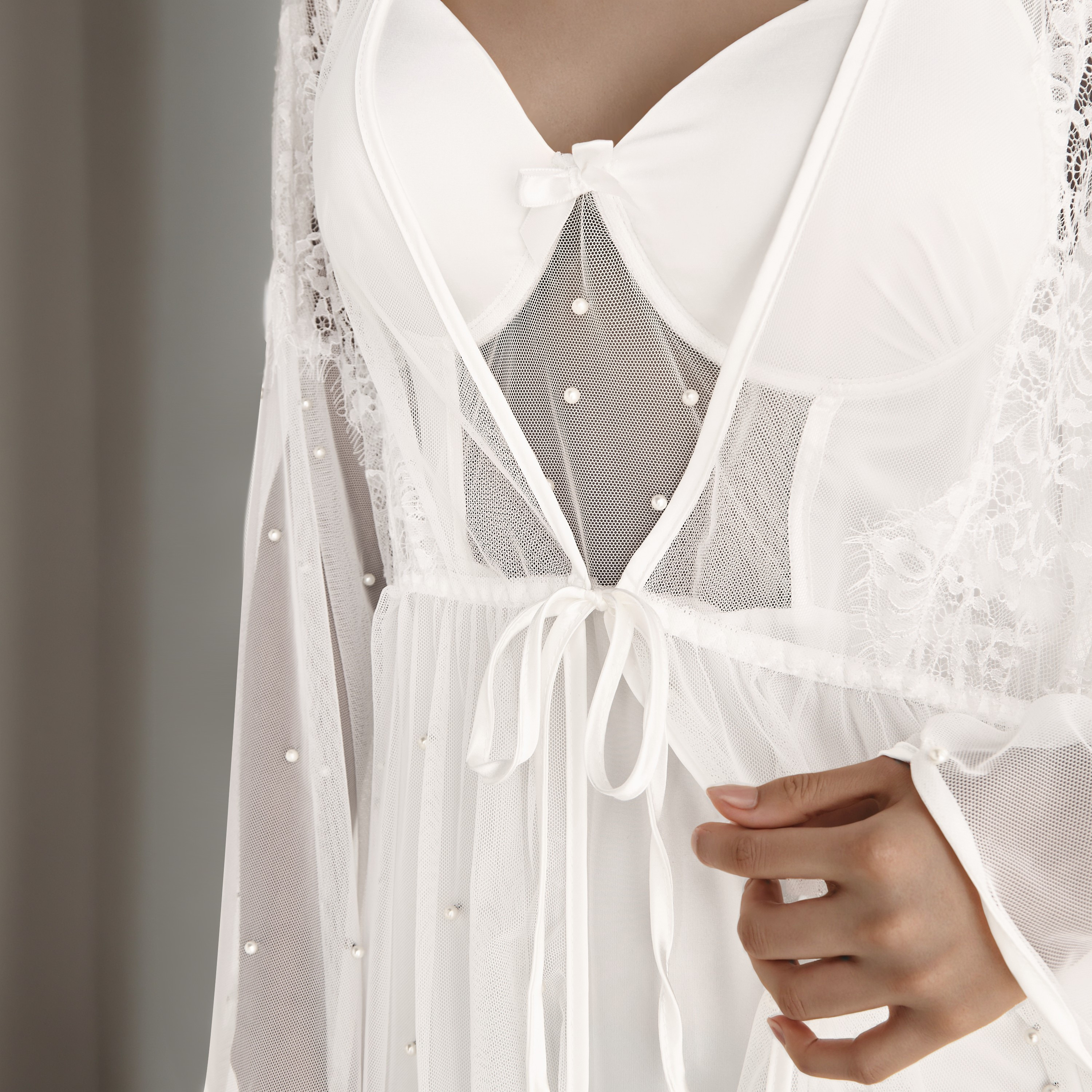 Asymmetric Night Gown with Floral Lace Robe-women-clothing-nightwear-robes-image-4