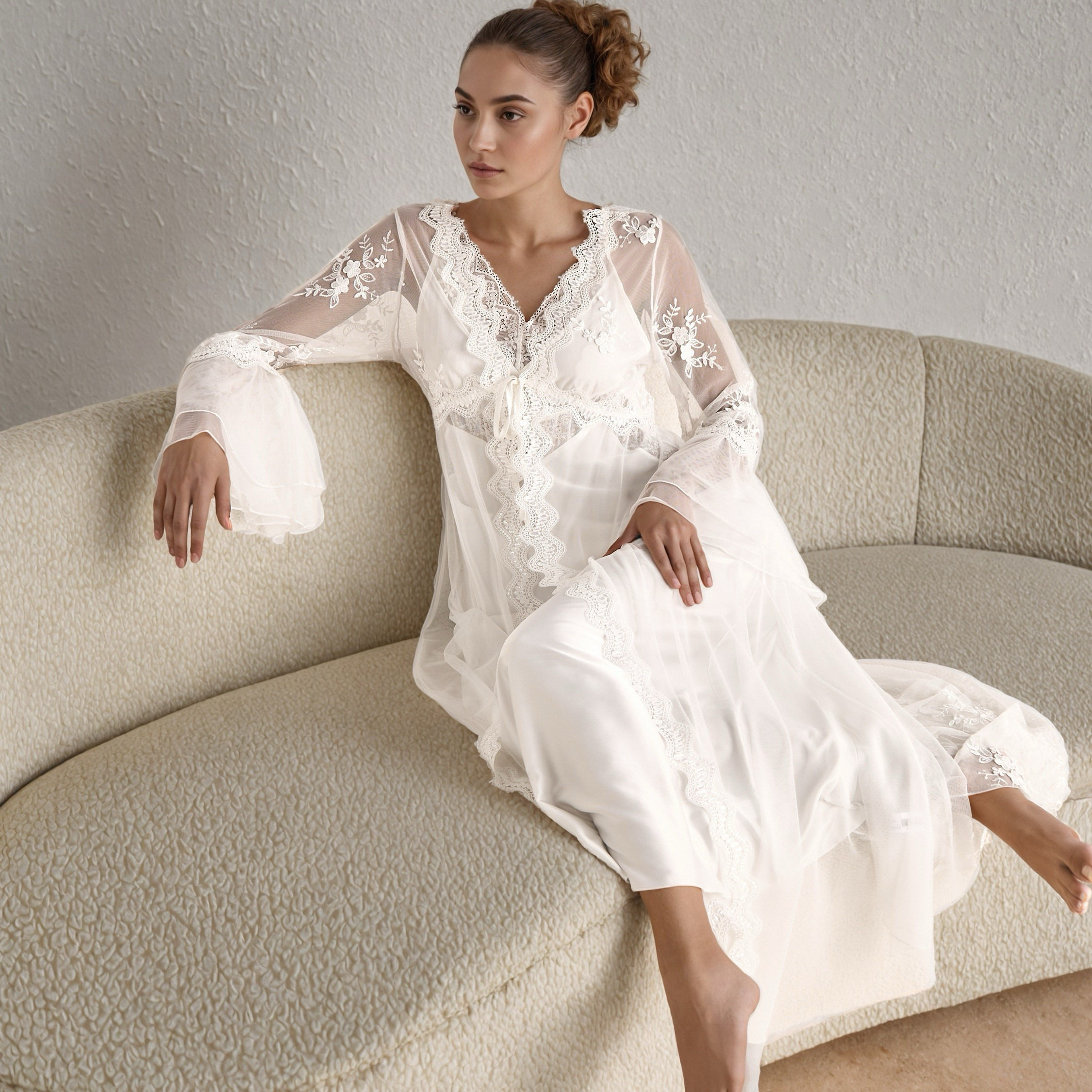 Lace Trim Bridal Night Gown with Robe-women-clothing-nightwear-robes-image-5