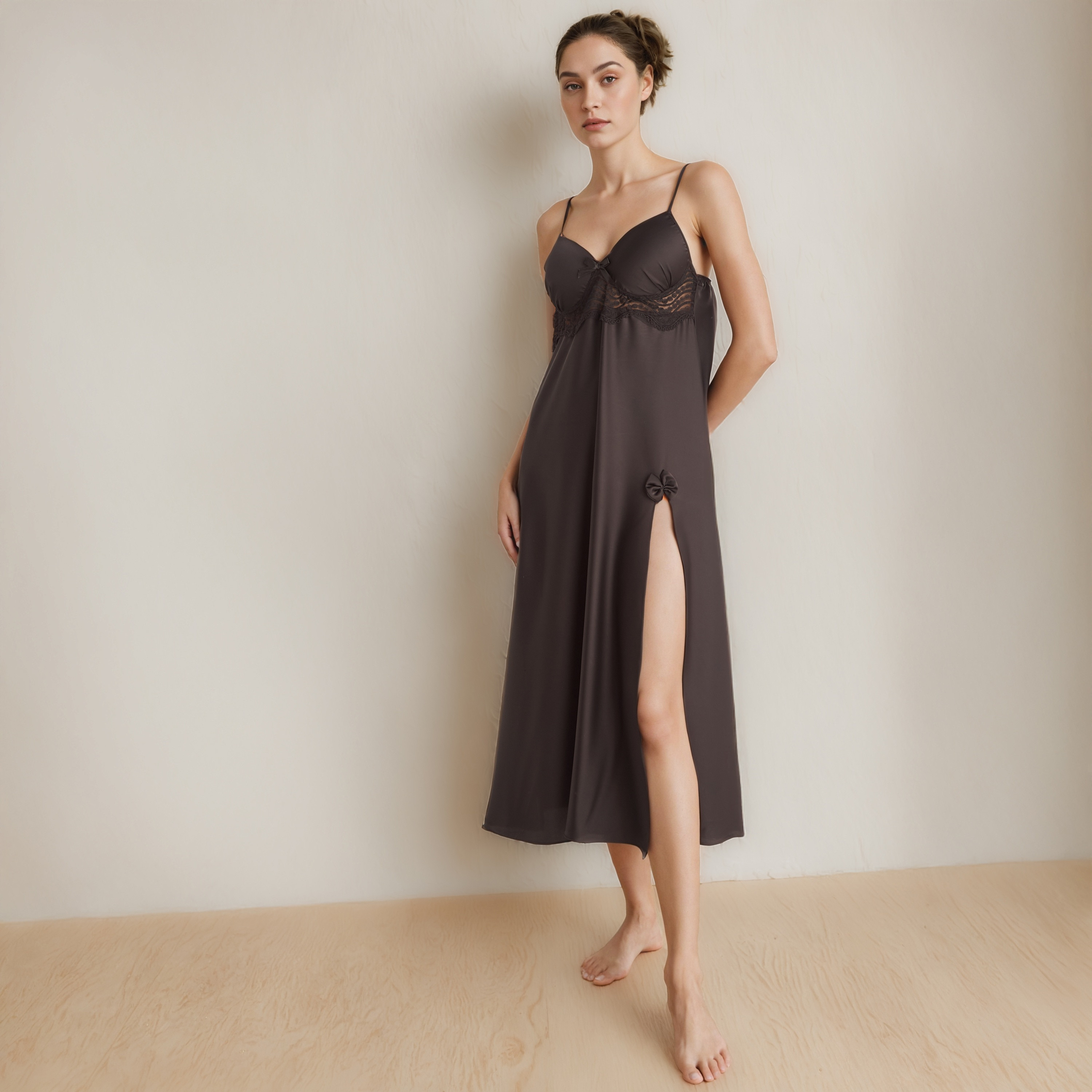 Lace Trim Bridal Night Gown with Belted Robe-women-clothing-nightwear-robes-image-2