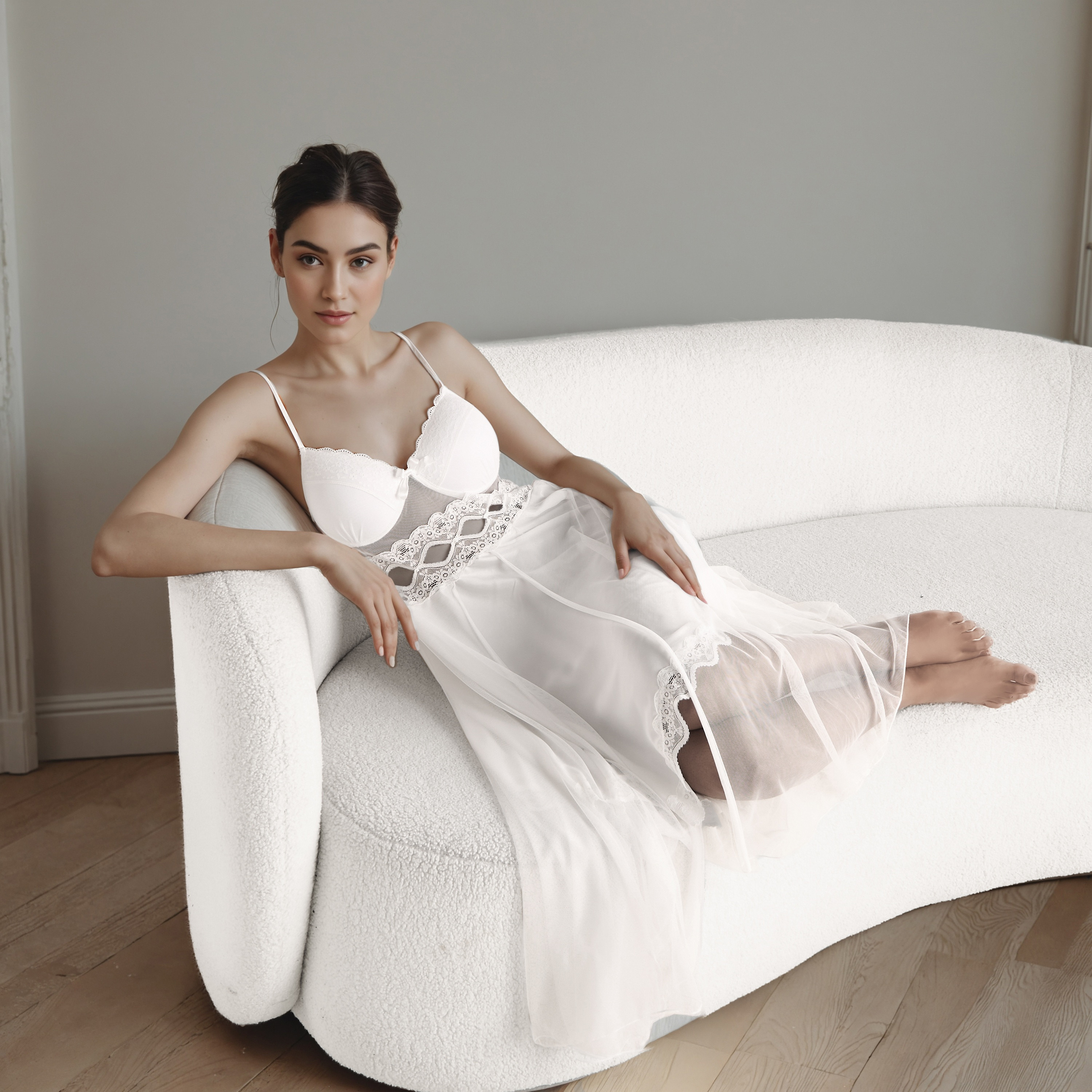 Lace Panel Bridal Night Dress with Robe-women-clothing-nightwear-robes-image-2