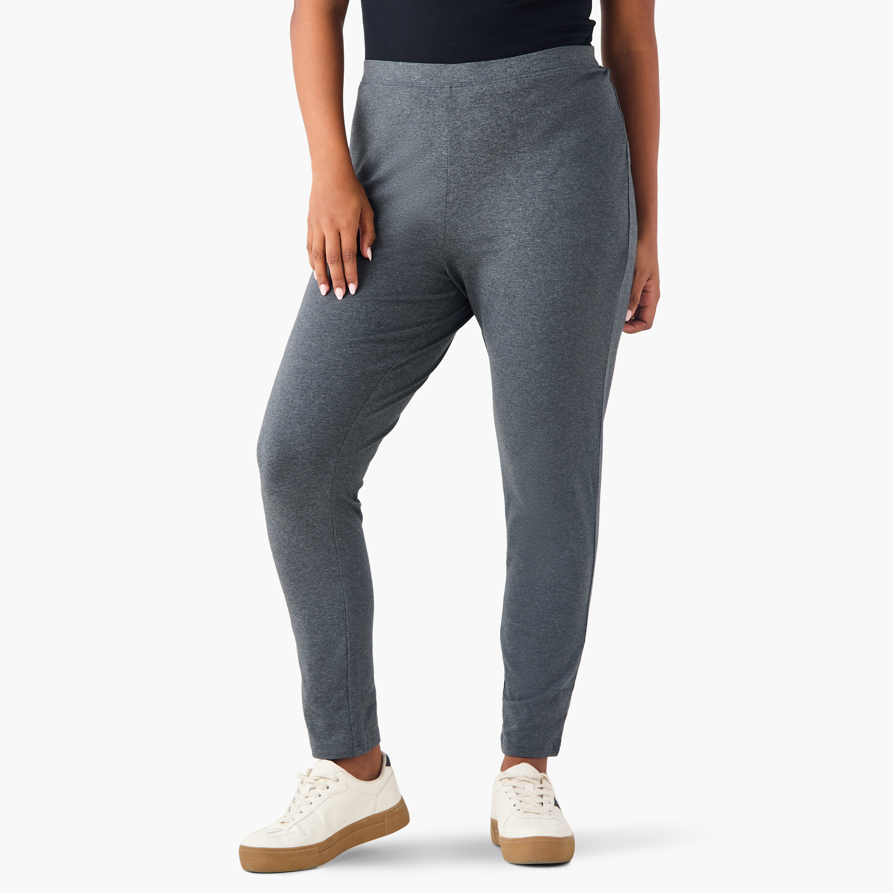 Set of 2 - Splash Basics Plus Size Ulla Popken Elasticated Waist Leggings-women-clothing-leggings-image-2